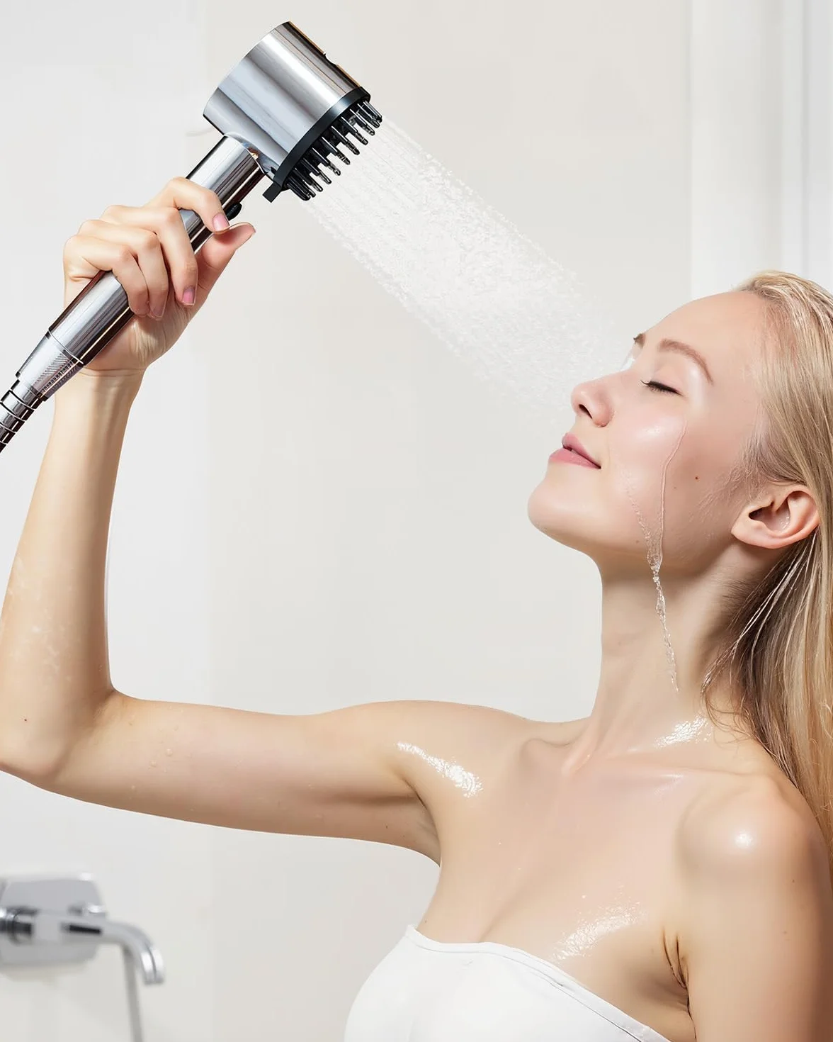 Cobbe Soffione doccia con filtro, soffione doccia ad alta pressione con filtro a 20 fasi, 5 modalità di spruzzo, potente lavaggio integrato per rimuovere il cloro, allevia il prurito cutaneo (Cromo)