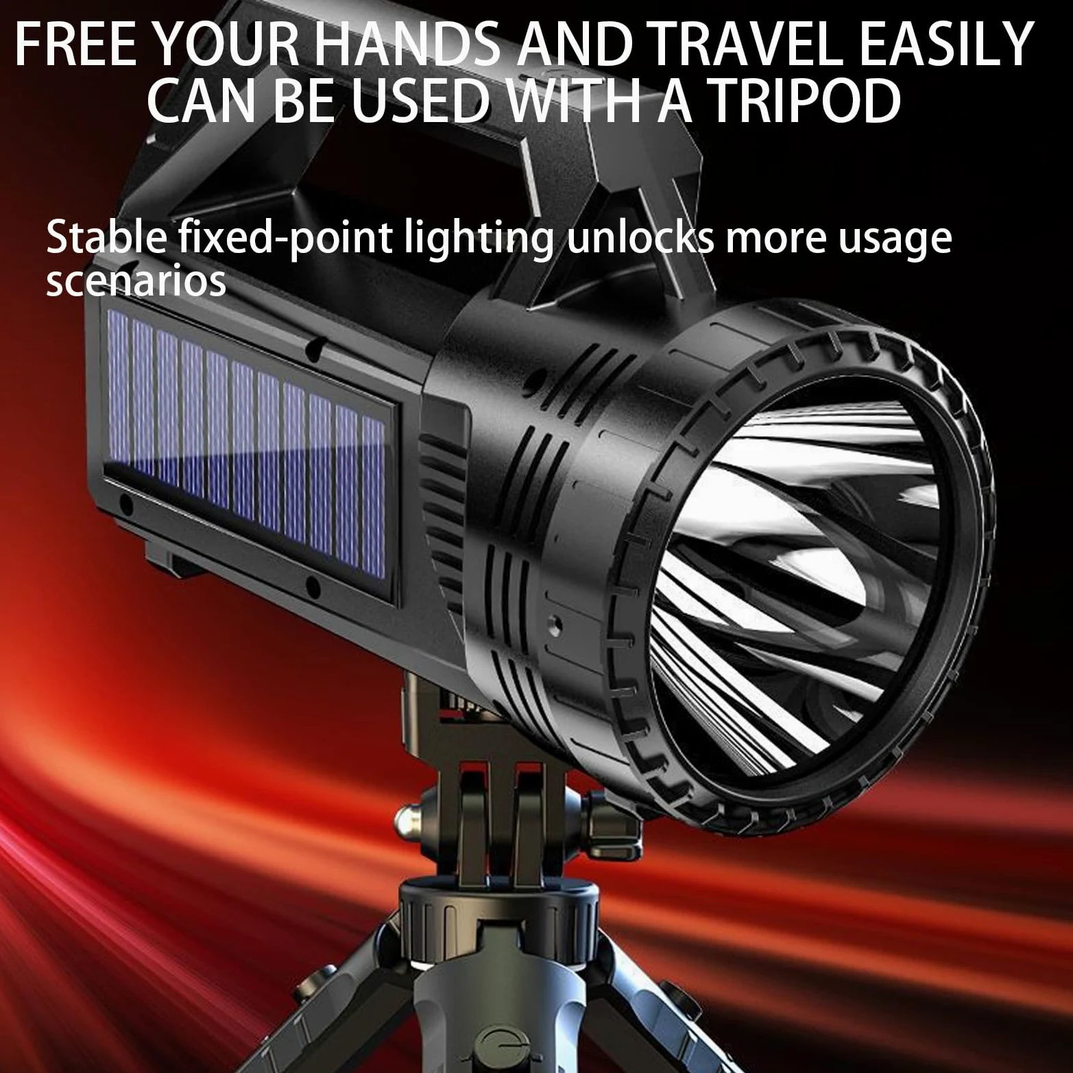 Torcia a energia solare a LED, ricaricabile, 800 lumen, luce per esterni, tipo C e ad energia solare, impermeabile, robusta, per campeggio, escursionismo, camminata, lavoro