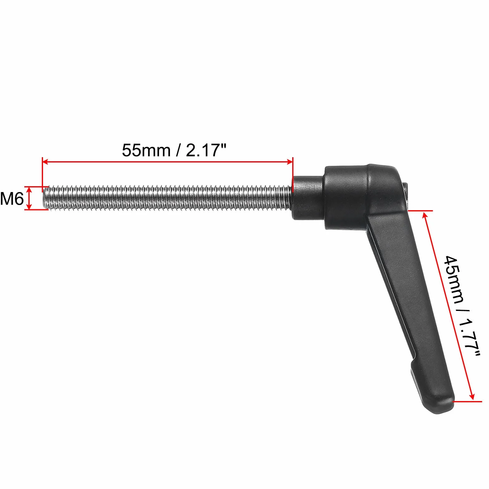 QUARKZMAN manopole regolabili M6 x 55 mm acciaio inox 304 con leva di bloccaggio nero
