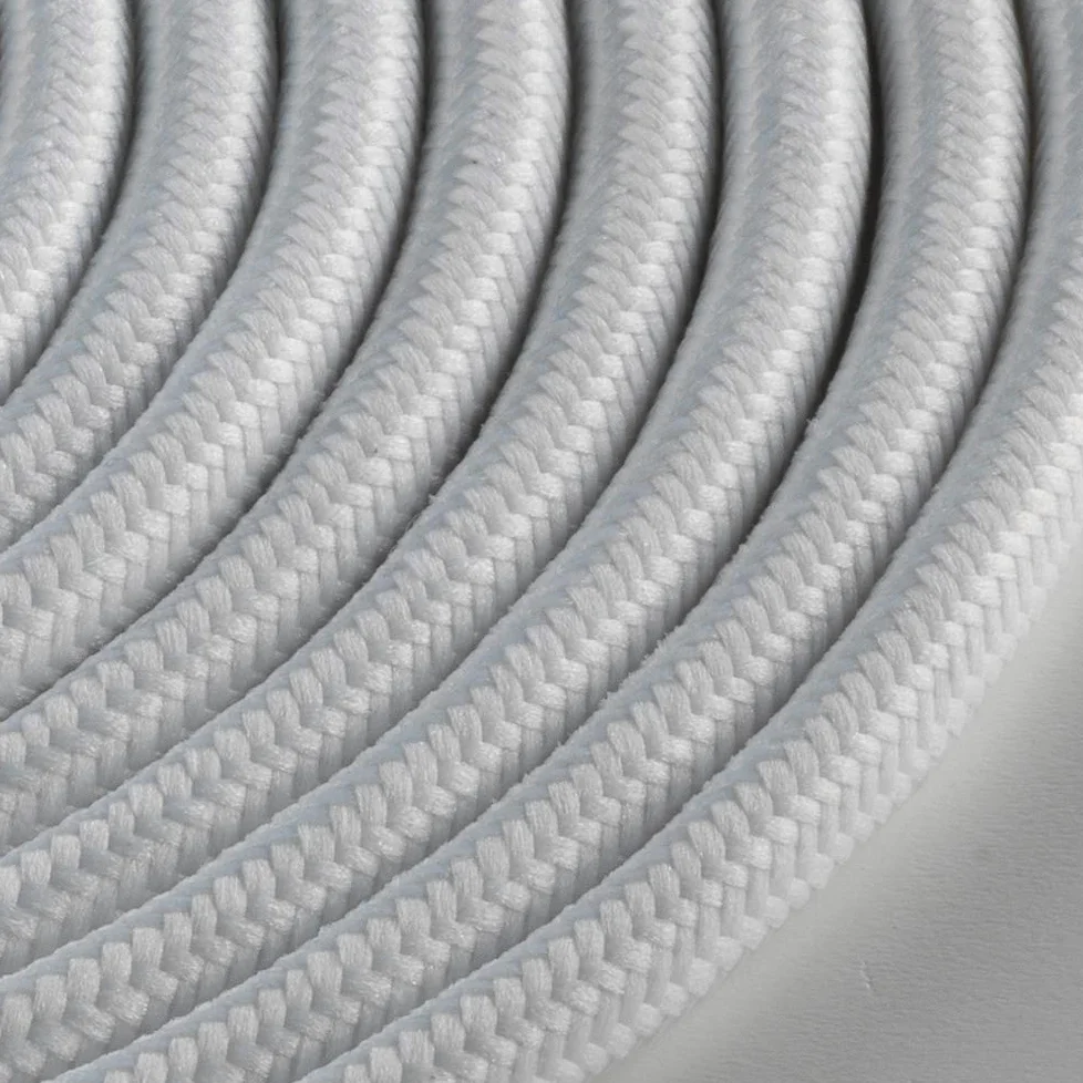 Klartext - Cavo tessile tondo LUMIÈRE per illuminazione, 3x0,75mm, Bianco opaco, 10mt.|Attenzione: cavo terra incluso! Massima sicurezza anti scossa!