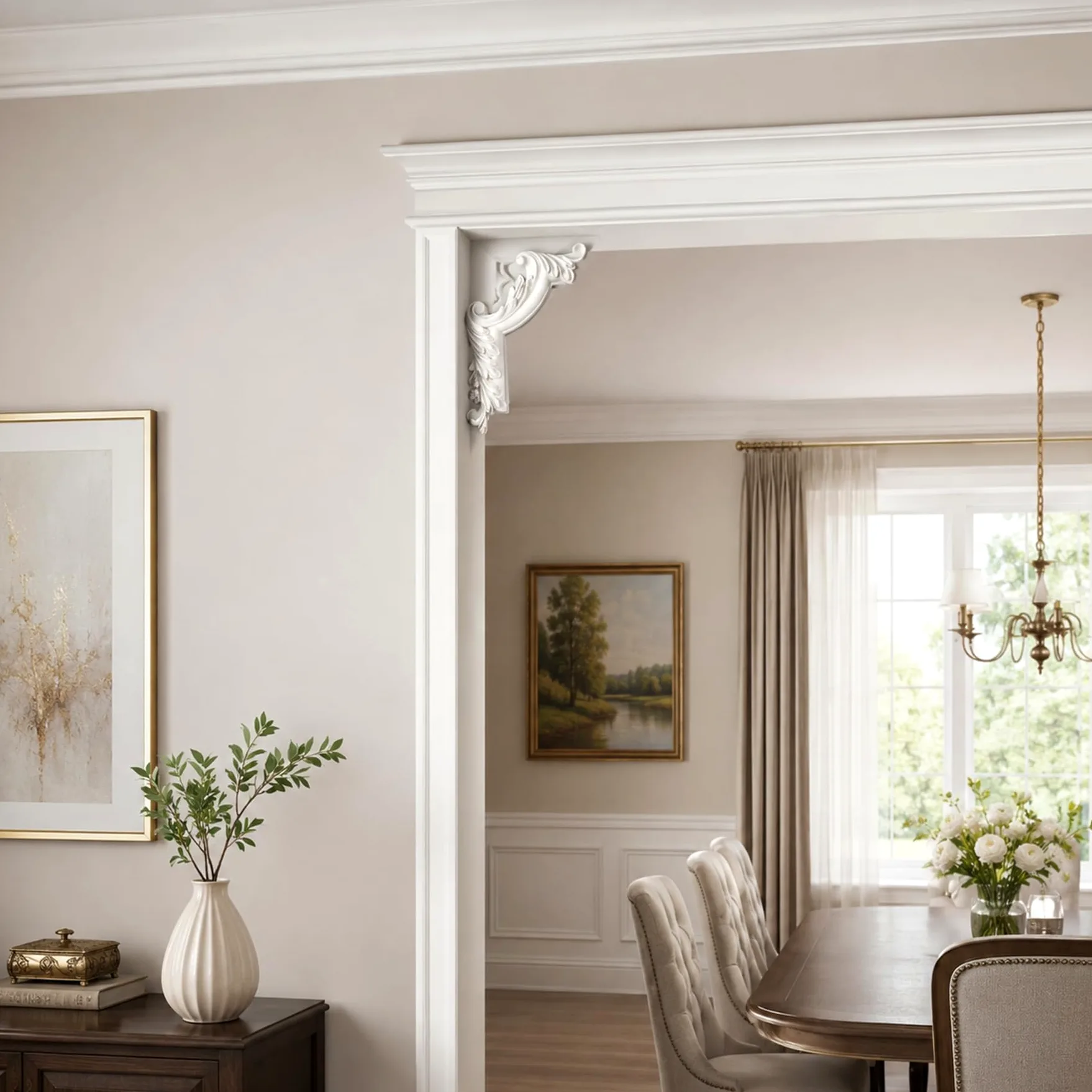 4 PCS Angolari Decorativi per Pareti E Soffitti in PU Modanature Angolari 3D con Decorazioni Floreali Profili Decorativi Verniciabili per Cornici E Angoli Elegante Finitura