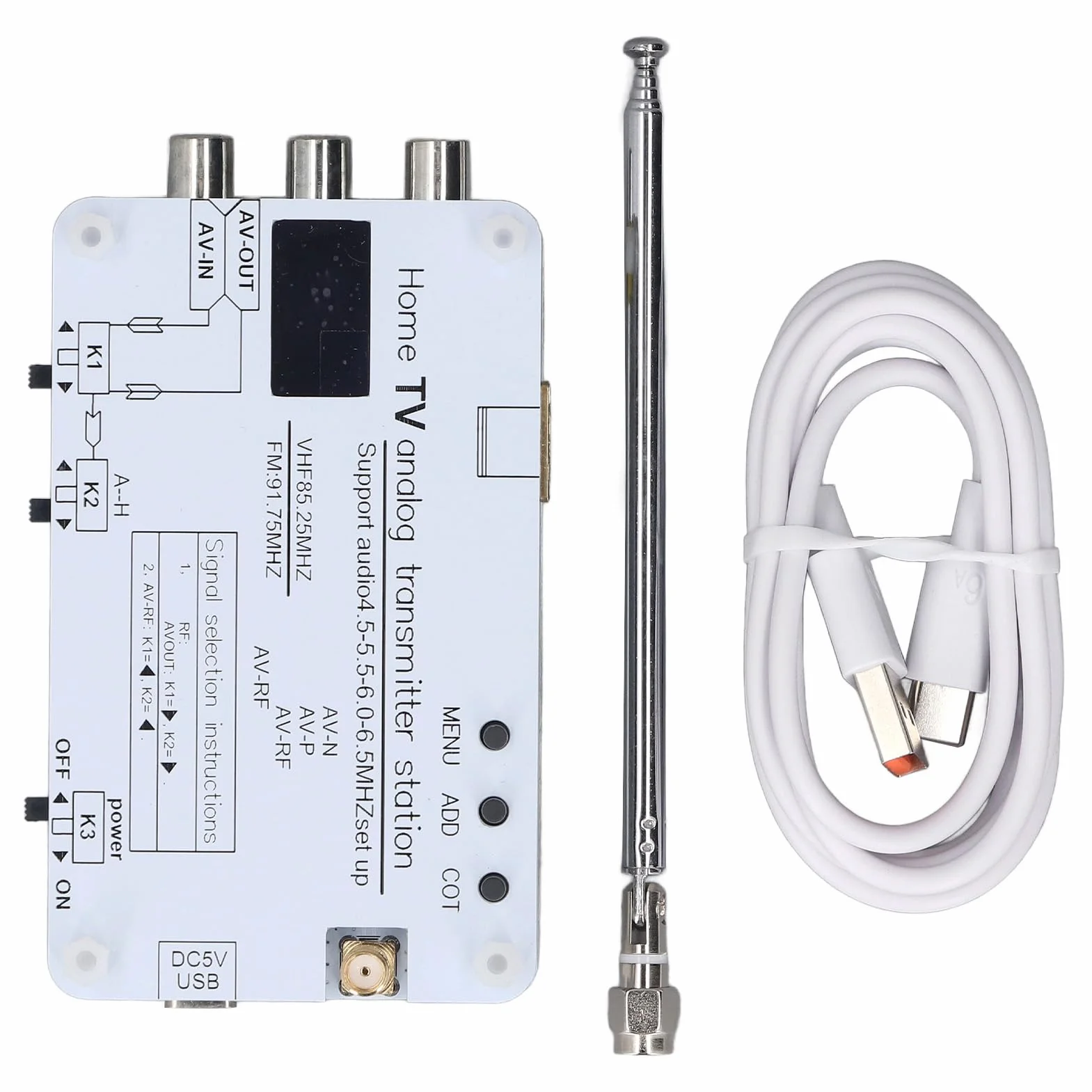 Trasmettitore di segnale TV analogico, AV HD Input, N a P Sistema, 20m Raggio, Frequenza VHF UHF, 4.5-6.5 MHZ Audio, DVD VCD PC Mobile Phone Sorgenti di segnale