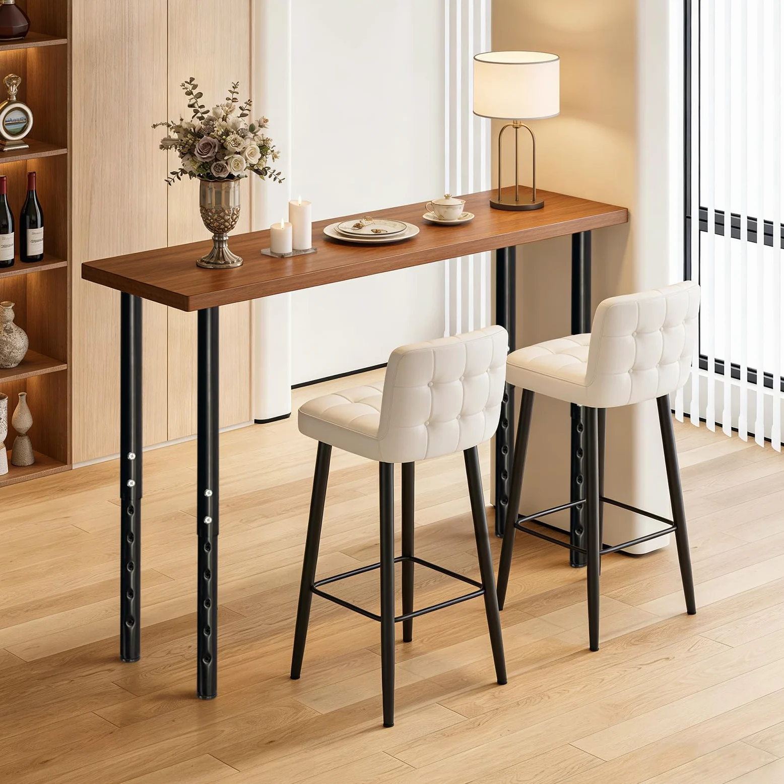 QLLY Gamba da tavolo regolabile in metallo, 60-100 cm, gamba per l'home office, set di gambe per mobili (1, nero)