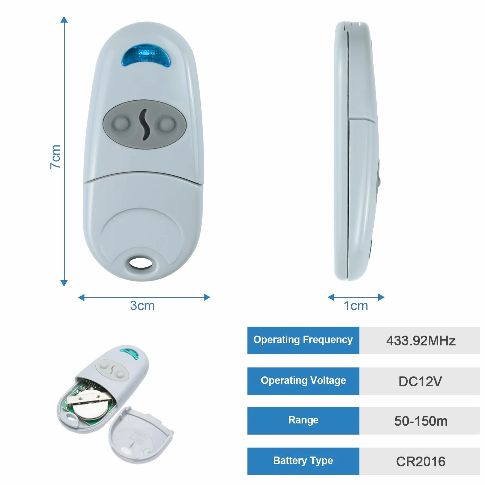 Telecomando Cancello Universale 433,92MHz Compatibile CAME Top432NA/432EE/432EV/432A/432M/432S/T432 Trasmettitore Portachiavi