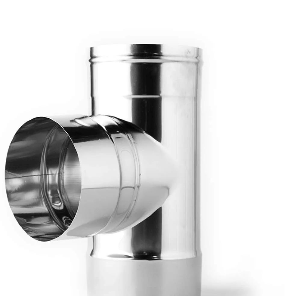 Giunto a T 90° in acciaio inox per canne fumarie (DN 200)