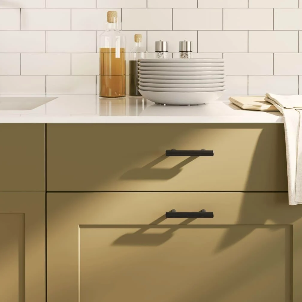 20 maniglie per mobili, colore nero, distanza tra i fori 64 mm, moderne maniglie per armadi, in acciaio inox verniciato a polvere, maniglie a T per mobili da cucina, cassetti e cassettiere