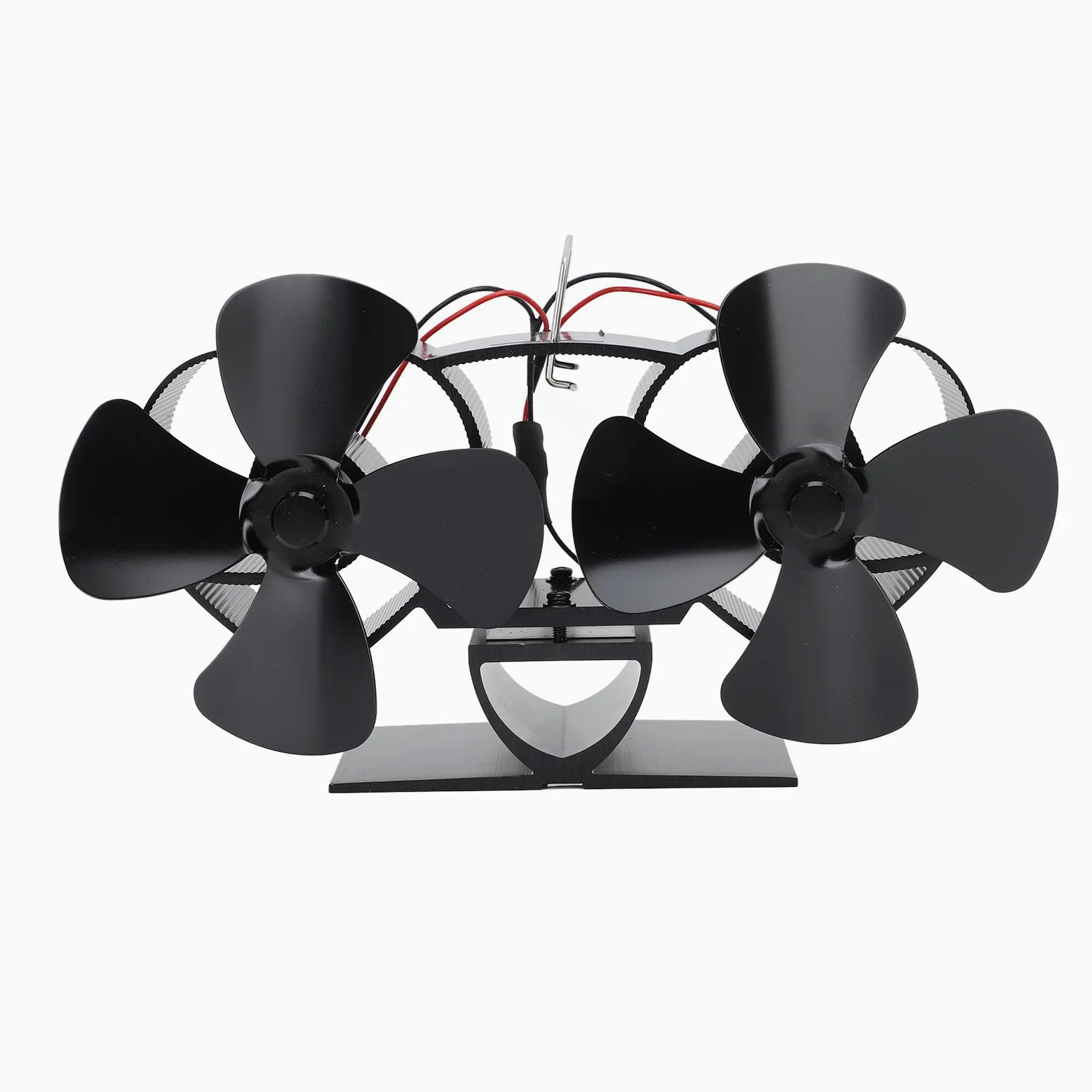SIXRUN Ventilatore per Stufa Ventilatore per Stufa a Legna Alimentato a Calore Lega di Alluminio 4 Pale Ventola di Ricambio a Doppia Testa per a Cherosene a Legna Camino Riscaldamento Domestico