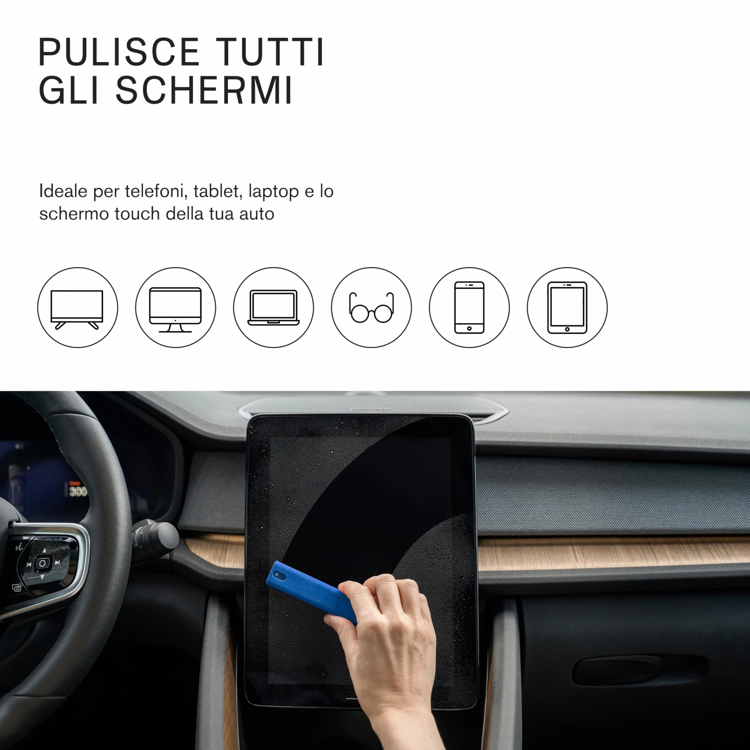 am Spray Pulizia Schermo 2 in 1 con Panno in Microfibra Integrato per Smartphone, Tablet, Laptop, Monitor PC, Smart TV e Display Auto, Ricaricabile (Blu, 3 Pack)