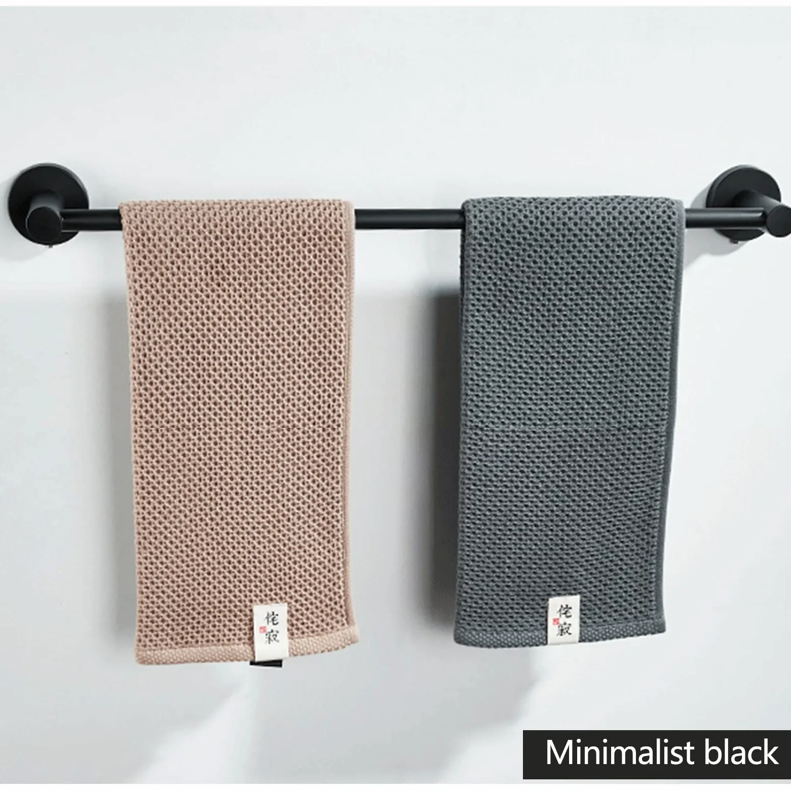 Portasciugamani in acciaio inox, 80 cm, nero, rotondo, da parete, per bagno, cucina e WC, resistente portasciugamani con viti incluse