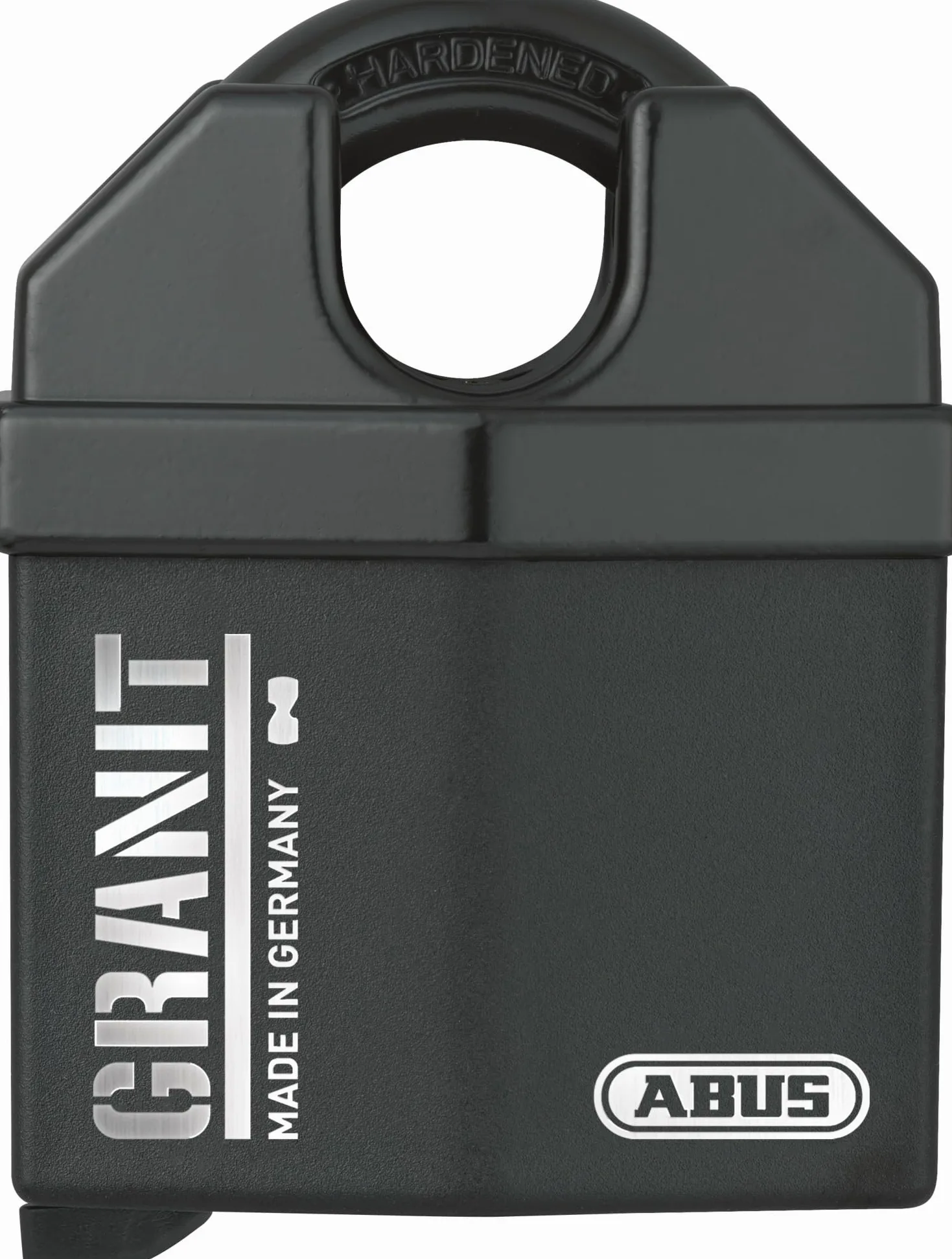 ABUS Lucchetto Granit 79151 - Alta Sicurezza, Resistente alla Corrosione | Arco in acciaio temprato, cilindro ABUS-Plus, 2 chiavi incluse, omologato per assicurazioni, rivestimento in granito nero