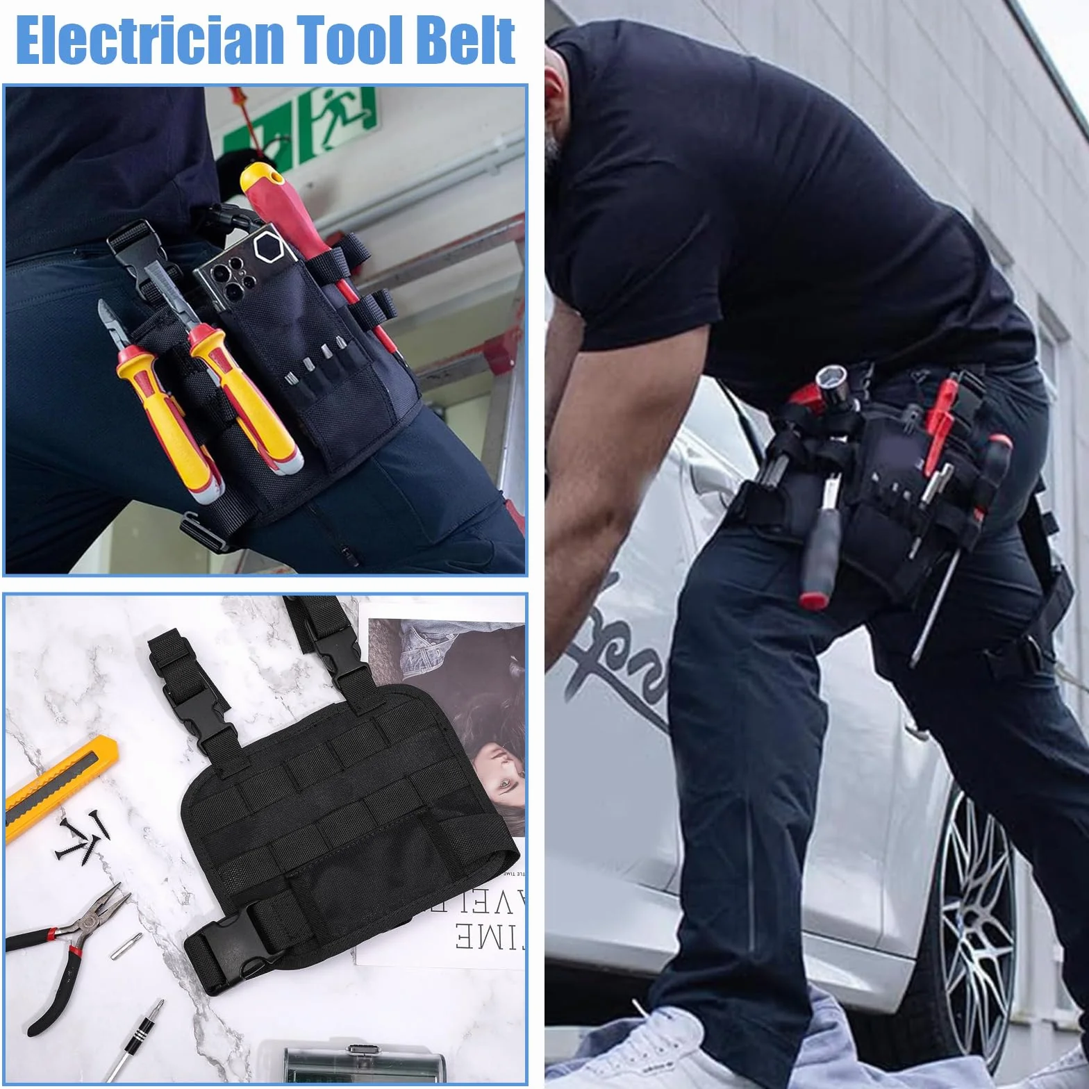Cintura Porta Attrezzi Uomini Marsupio Elettricista Portatile Versatile Contenitore per Cacciaviti e Chiavi Inglesi
