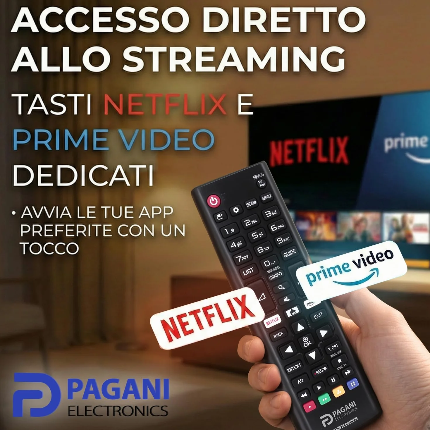 Telecomando Universale LG AKB75095308 Compatibile con TV LG Smart TV, LED, LCD, OLED, UHD, 4K, HD, WebOS, Nessuna Configurazione, Batterie Incluse, Azienda Italiana, Testato in Italia