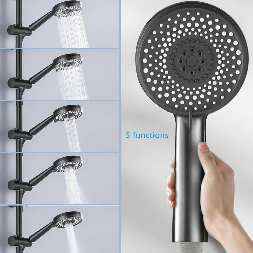 Set Doccia con Rubinetto e Display Digitale a LED, Montaggio a Parete, soffione da 10 Pollici, doccetta, soffione Bidet, Spazzolato
