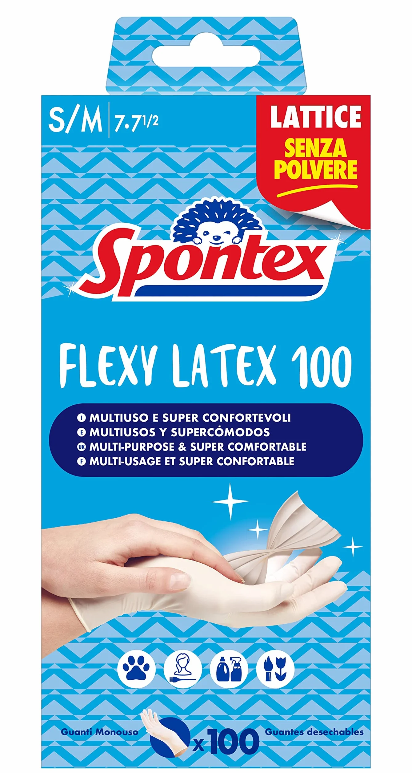 Spontex Guanti in Lattice Flexy Latex x 100 Mapa Monouso Taglia S/M