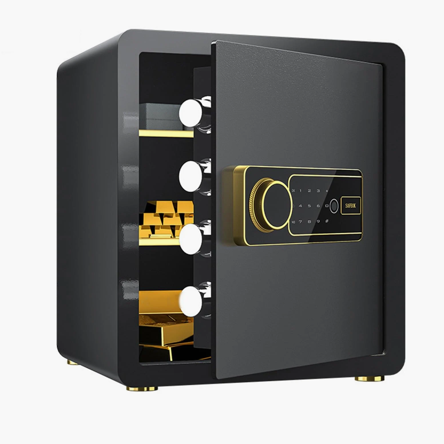 Cassaforte Piccola con Impronta Digitale Ignifugo Cassaforte Interamente In Acciaio con Touchscreen Intelligente Doppio Allarme Intelligente Safe per La Casa, L'hotel e L'ufficio(Black,38x45x33cm)