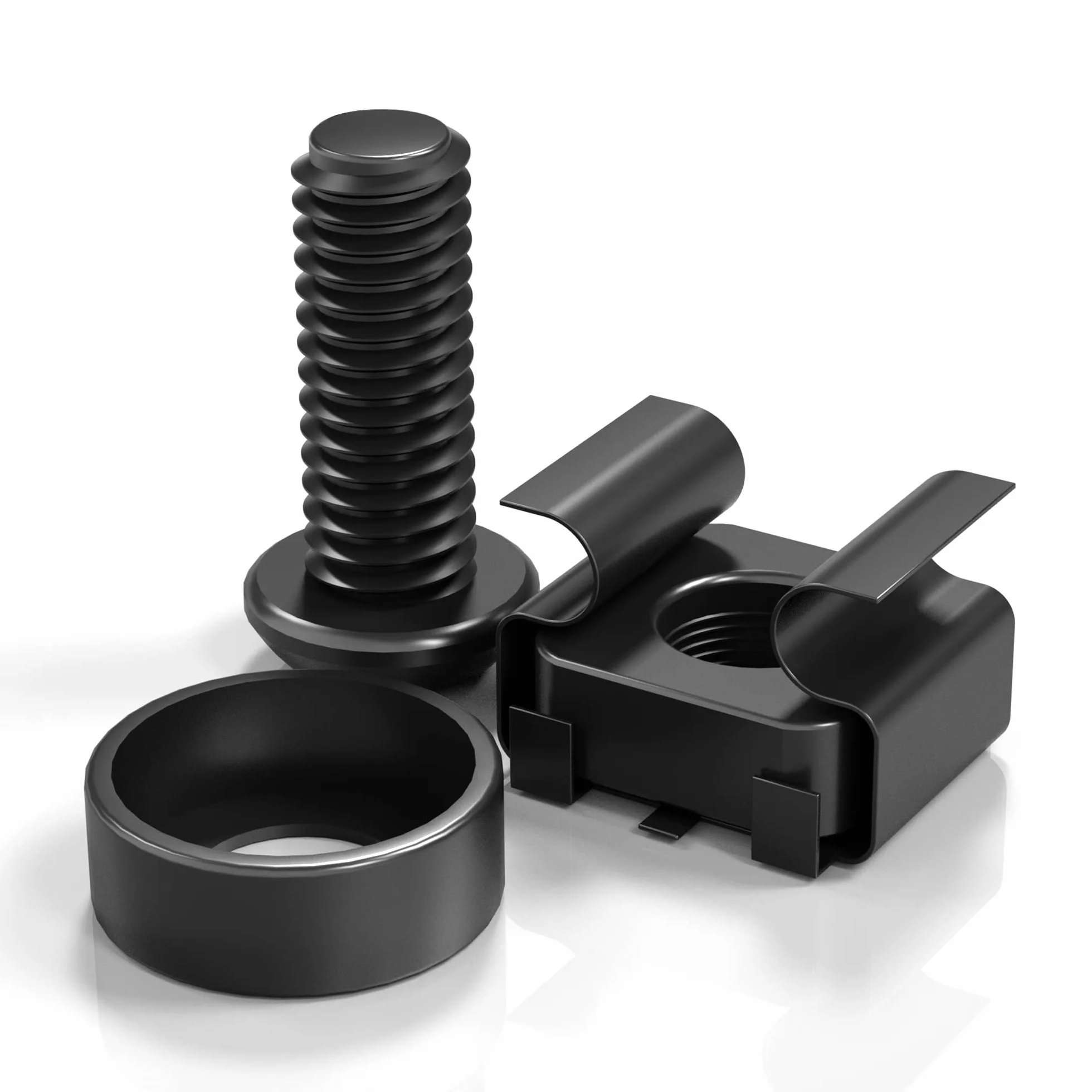 Dadi a Gabbia M6 x 16 mm, Viti e Rondelle per Armadi di Rete, 50 Pezzi, Fascette Autobloccanti Incluse