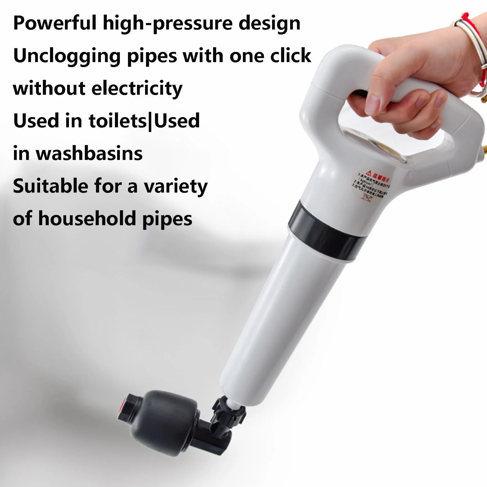 Pompa Stura scarichi a Pressione Stantuffo per WC Sturalavandini a Pressione Sturatubi ad Aria Compressa2 in 1 Stura WC per Disintasare WC/Lavello/Vasca/Scarico a Pavimento