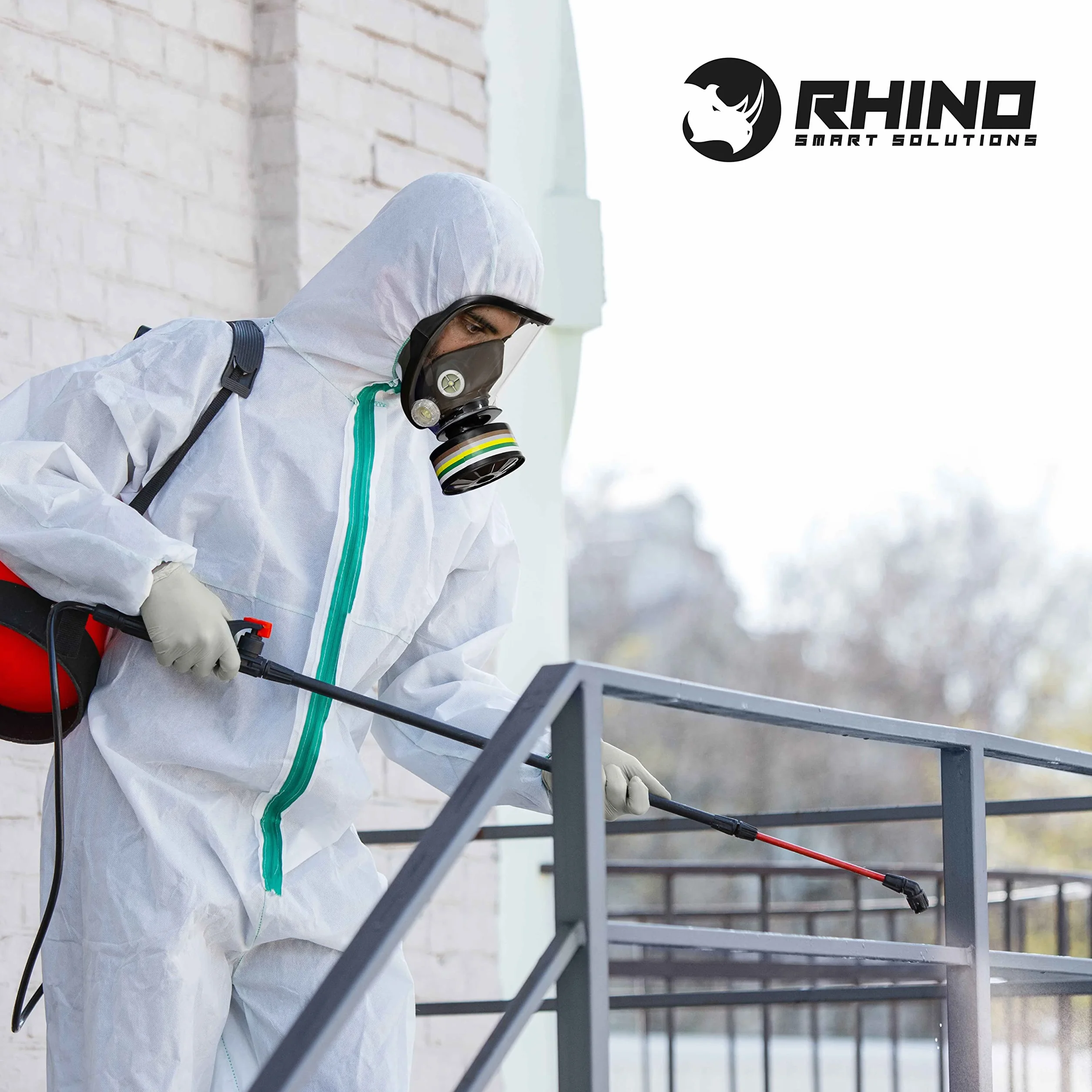 RHINO Maschera antigas integrale riutilizzabile RH-7011B con filtro e guanti di sicurezza
