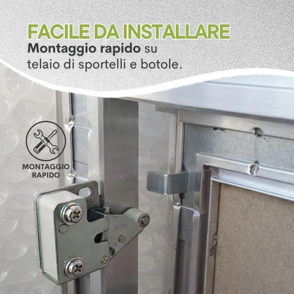 4 pz. Meccanismi push pull modello mini Latch – originali BASKE - clic clac per botole e sportelli di ispezione – scrocco a molla (4 pz.)