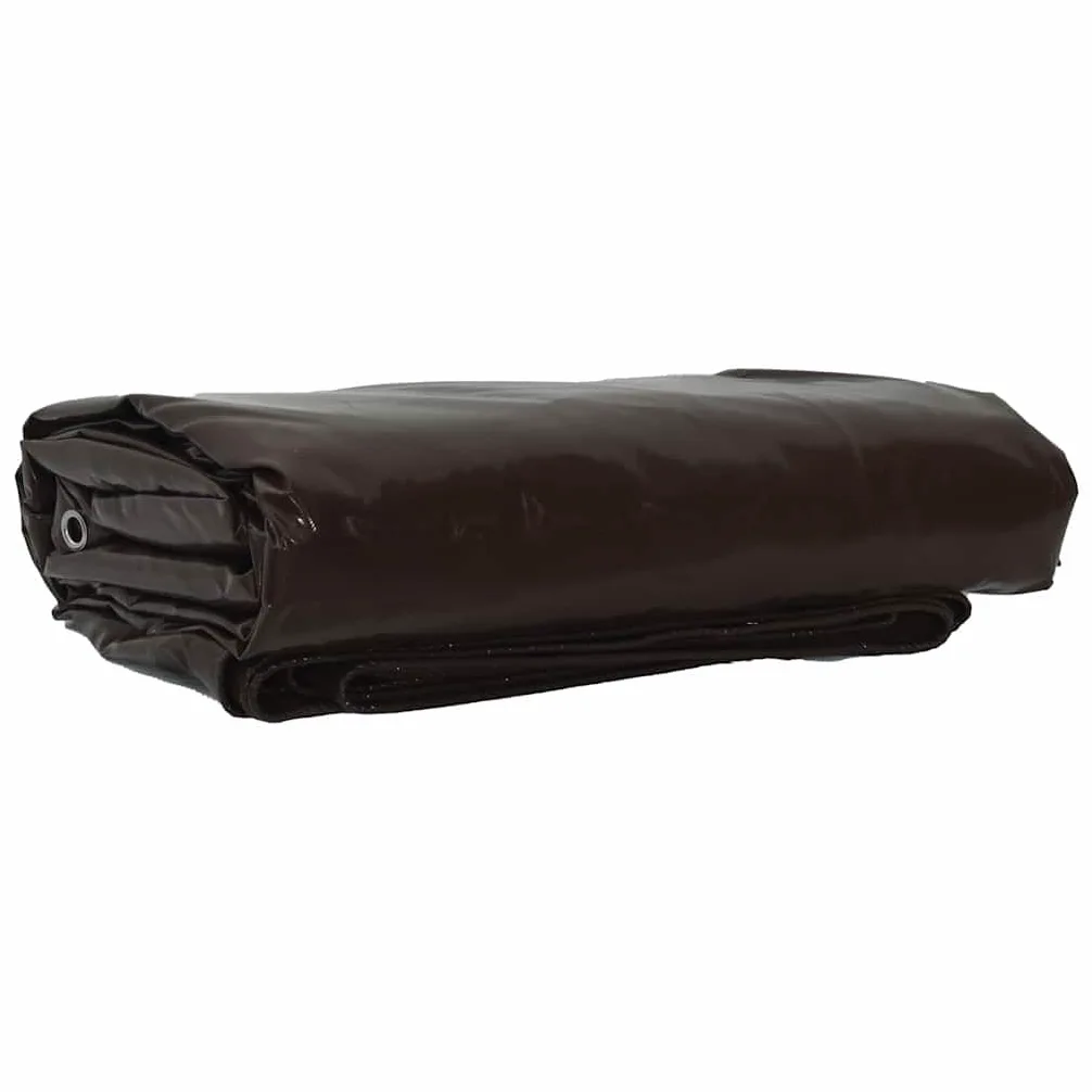 Telone di copertura, 650 g/m², marrone, 4 x 4 m, in tela con rivestimento in PVC, impermeabile, antistrappo, con occhielli, resistente alle intemperie e ai raggi UV, per giardino, campeggio