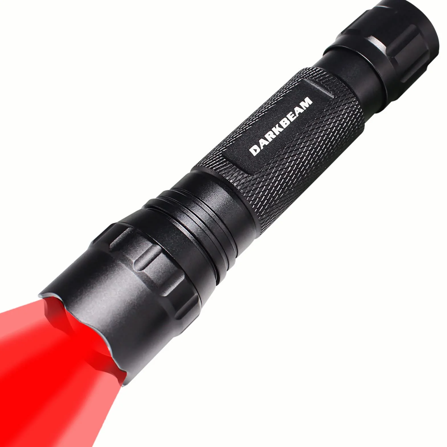 DARKBEAM Torcia a luce rossa luminoso LED USB ricaricabile, Torce rossa portatile zoom per caccia notturna, osservazione, pesca, astrofotografia, osservazione delle stelle, soccorso, con clip