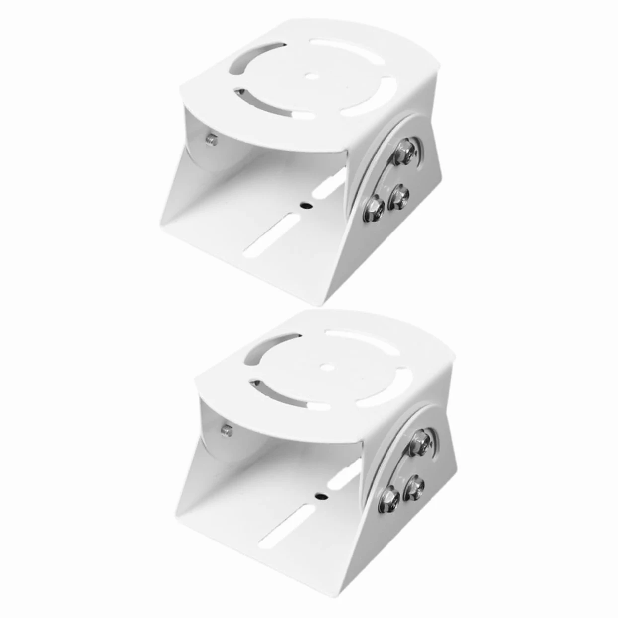 2 Pezzi Staffa da Parete per Telecamera di Sorveglianza in Acciaio, Bianco, Regolazione Multiangolo, Installazione Facile per Sistemi di Sicurezza