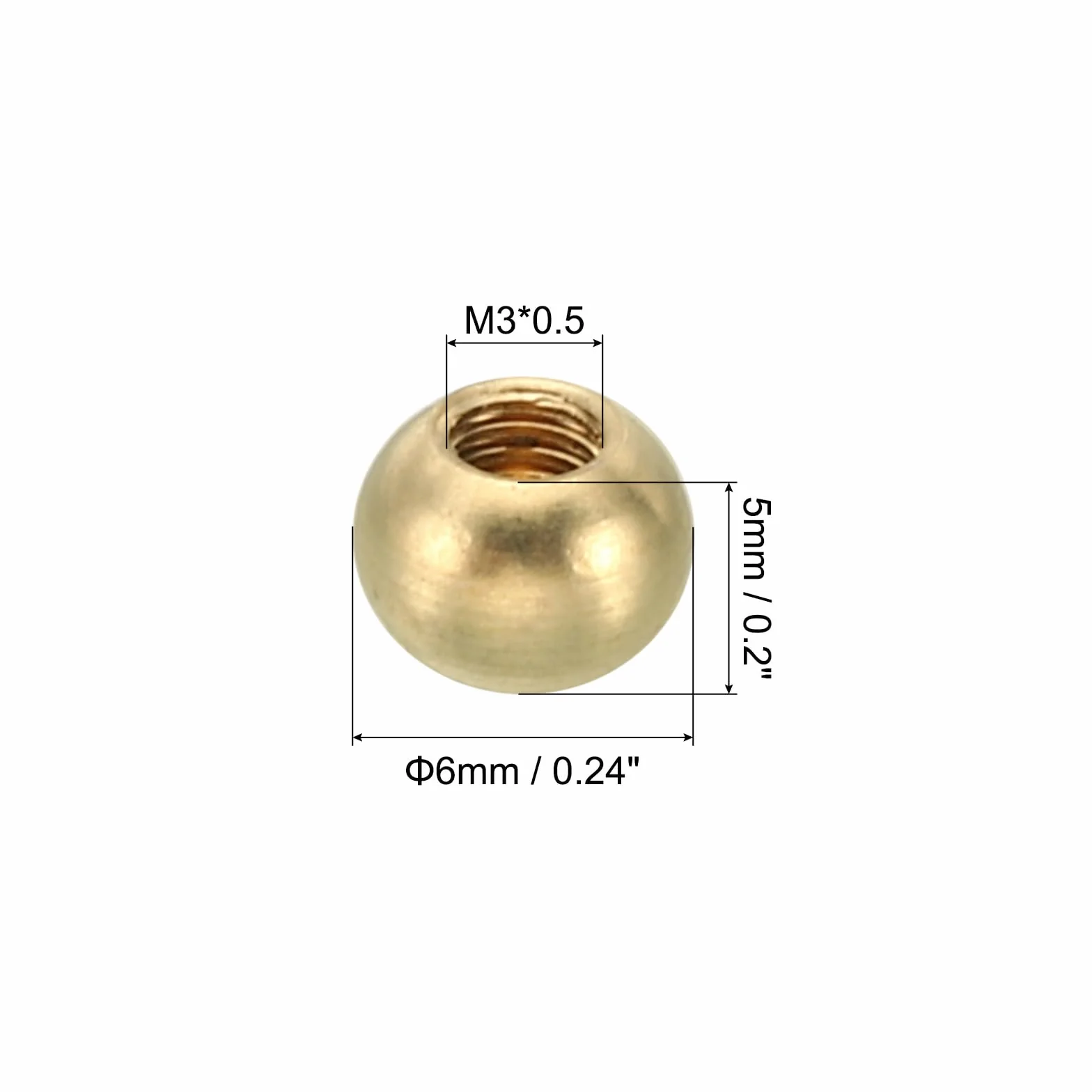 Patikil M3x0.5 Filettatura Tappo Dadi Manopola 20 Pacco Ottone Sfera 6mm