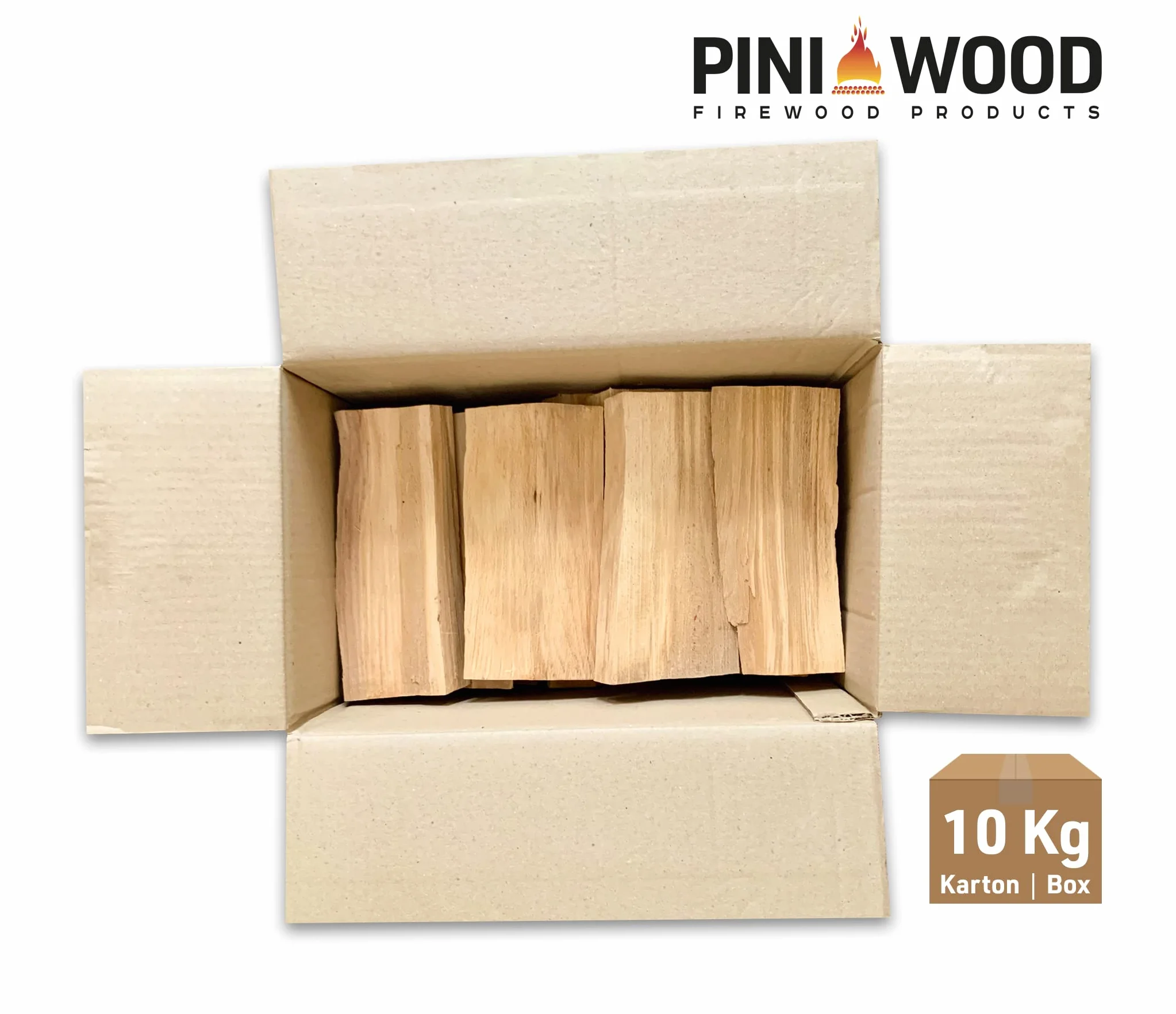 PINI Legna da ardere per barbecue in legno di faggio senza corteccia 10 kg, circa 25 cm per forno a pizza, griglia, affumicatore, camino, braciere
