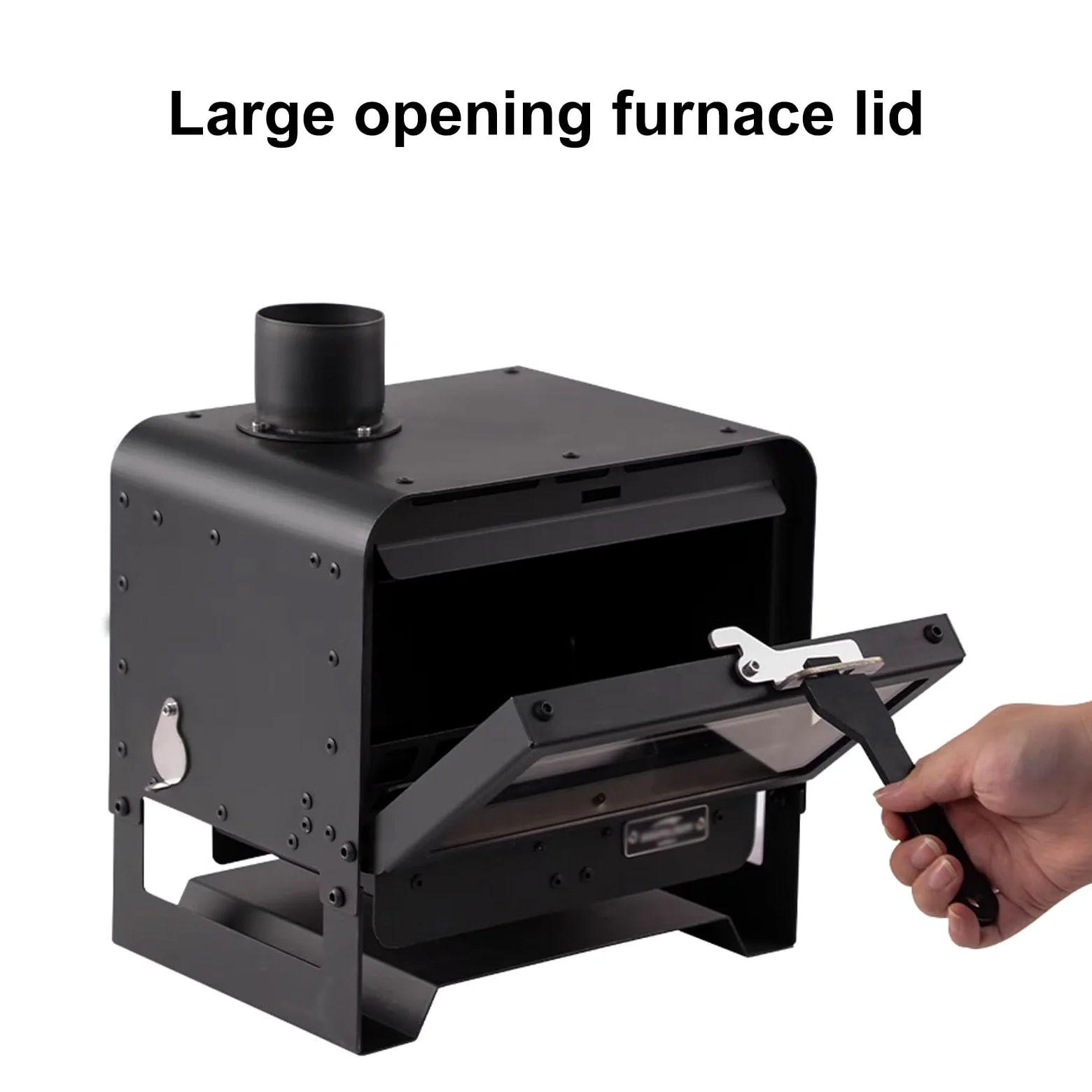Stufa a Legna da Campeggio Materiale in Acciaio Al Carbonio Vetro Microcristallino Mini Stufa a Legna Portatile Bordi Arrotondati Adatto per Campeggio e Tende