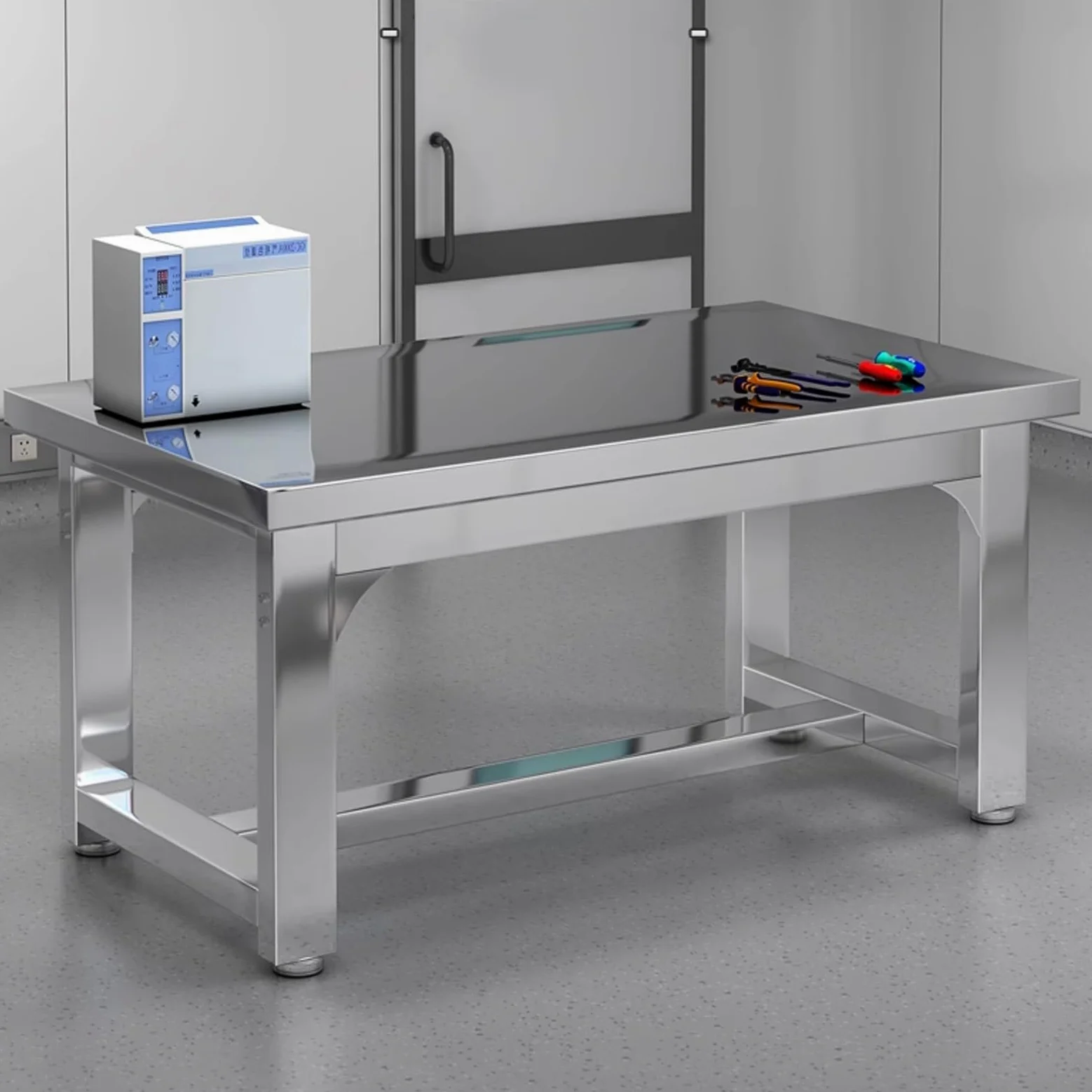 Generico Banco da Lavoro in Acciaio Inossidabile per impieghi gravosi - Tavolo da Lavoro Industriale Commerciale per Garage, progetti Fai da Te e Uso Professionale (80x60x80 cm / 31,5x23,6x31,5 polli