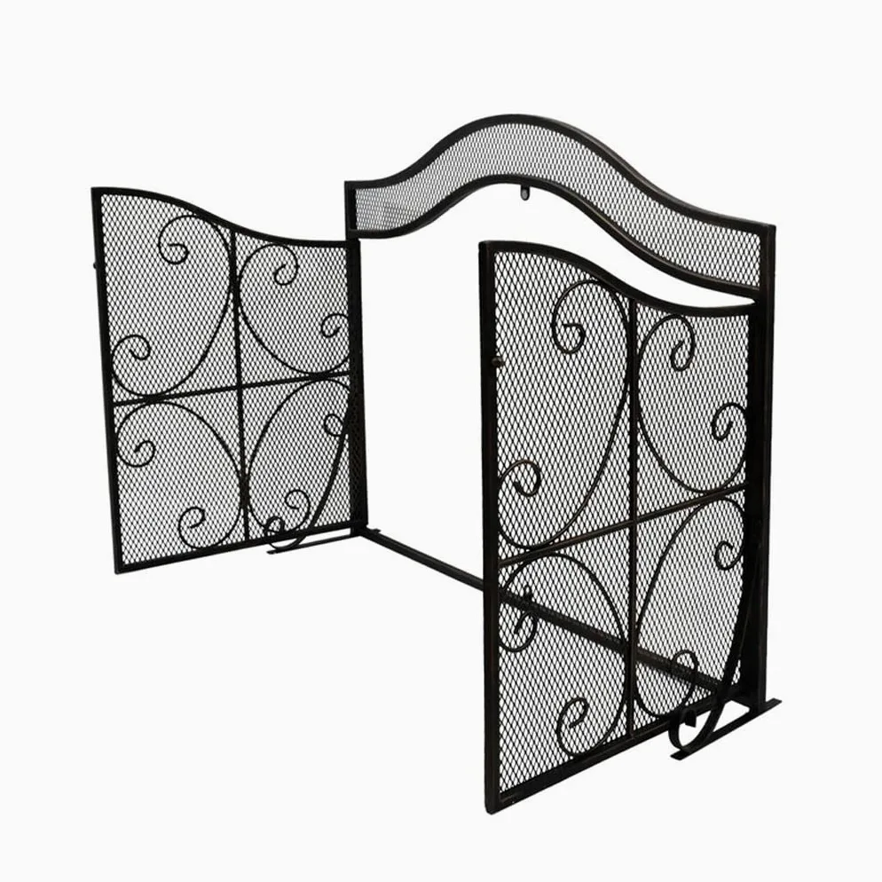 Schermi per Caminetti di Guardia Pannello Camino Schermo piano con porta Casa Camino Schermo Schermo Partition Vernice in ferro battuto Fire Position Porta Decorazione Accessori per Caminetti in Rete
