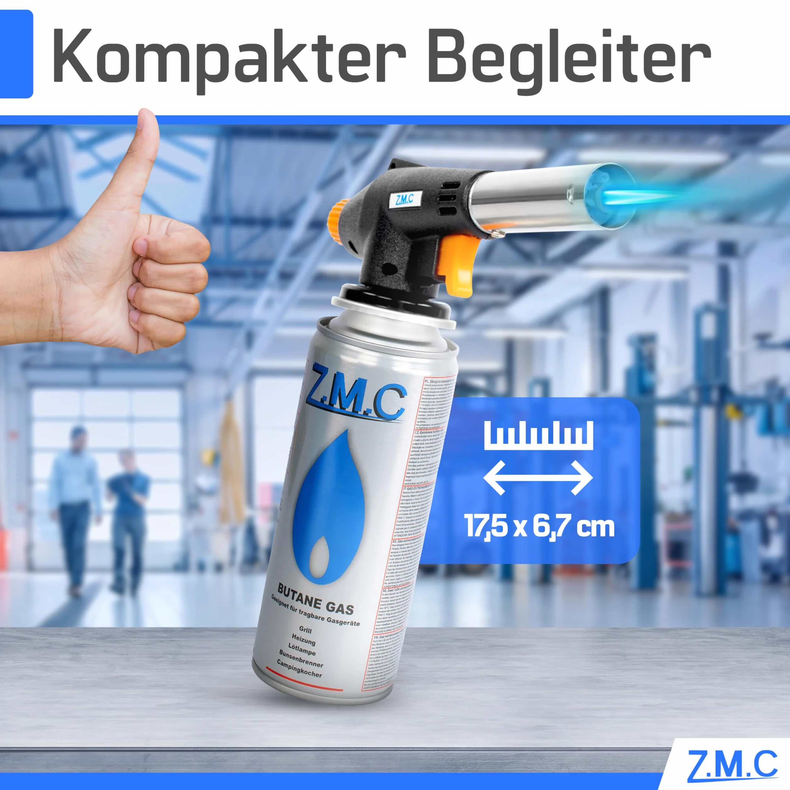 Bruciatore a gas Z.M.C 1300°C fiamma regolabile torcia saldatura cucina 28 cartucce 227g