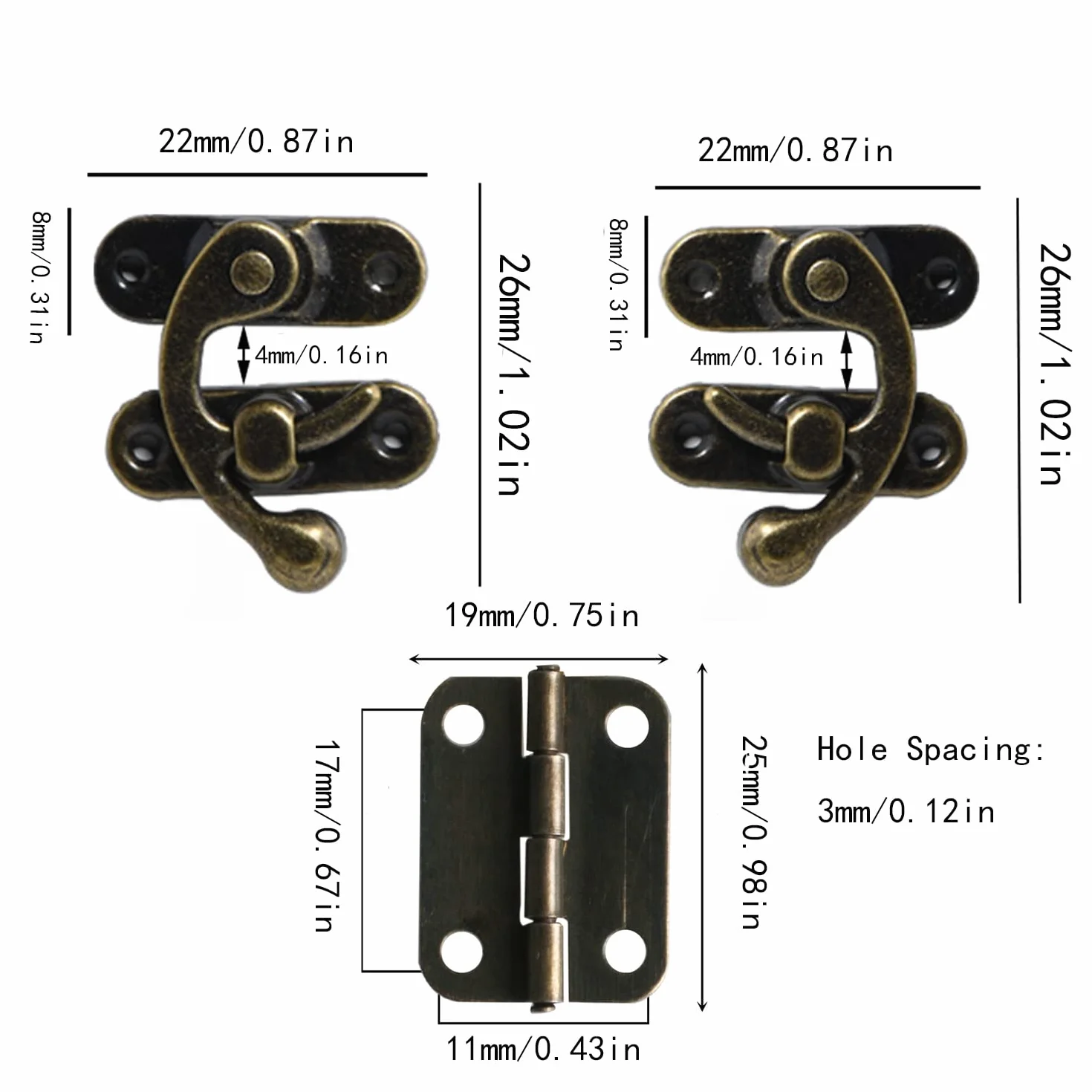 Bronzo Hasp Antico Legno 40 Pezzi Cerniere Per Scatola Con Viti Artigianato Retrò Scatole Regalo