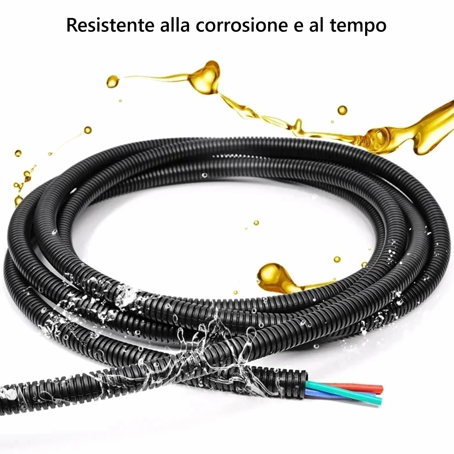 Tubo Corrugato Nero Diametro 20 mm 50M Flessibile Autoestinguente Resistente Pieghevole per Impianti Elettrici Passaggio e Protezione Cavi