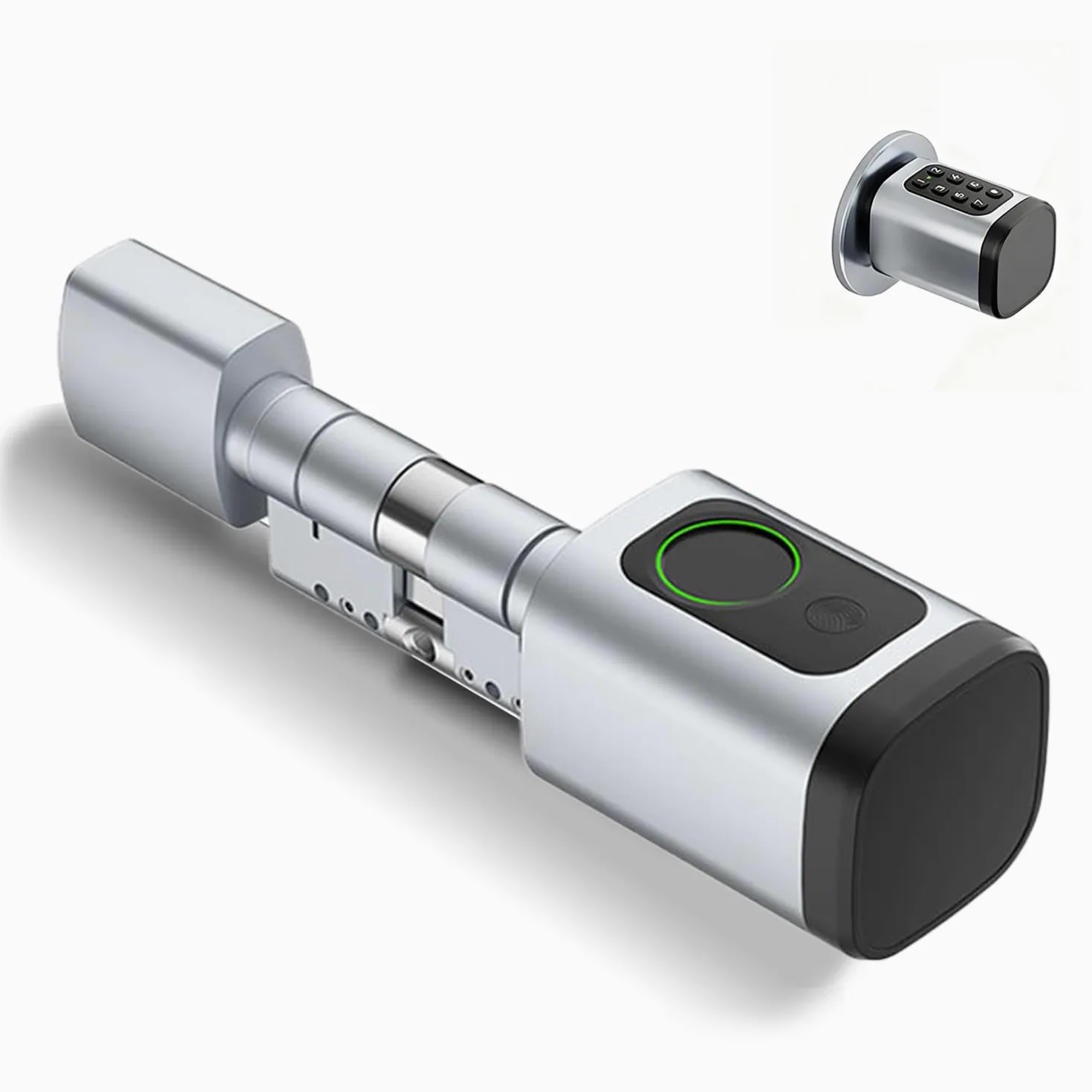 Serratura per porta con impronte digitali, 5 en 1, con codice numerico, chiave RFID APP, apriporta elettronica, cilindro di chiusura regolabile, 60-90 mm