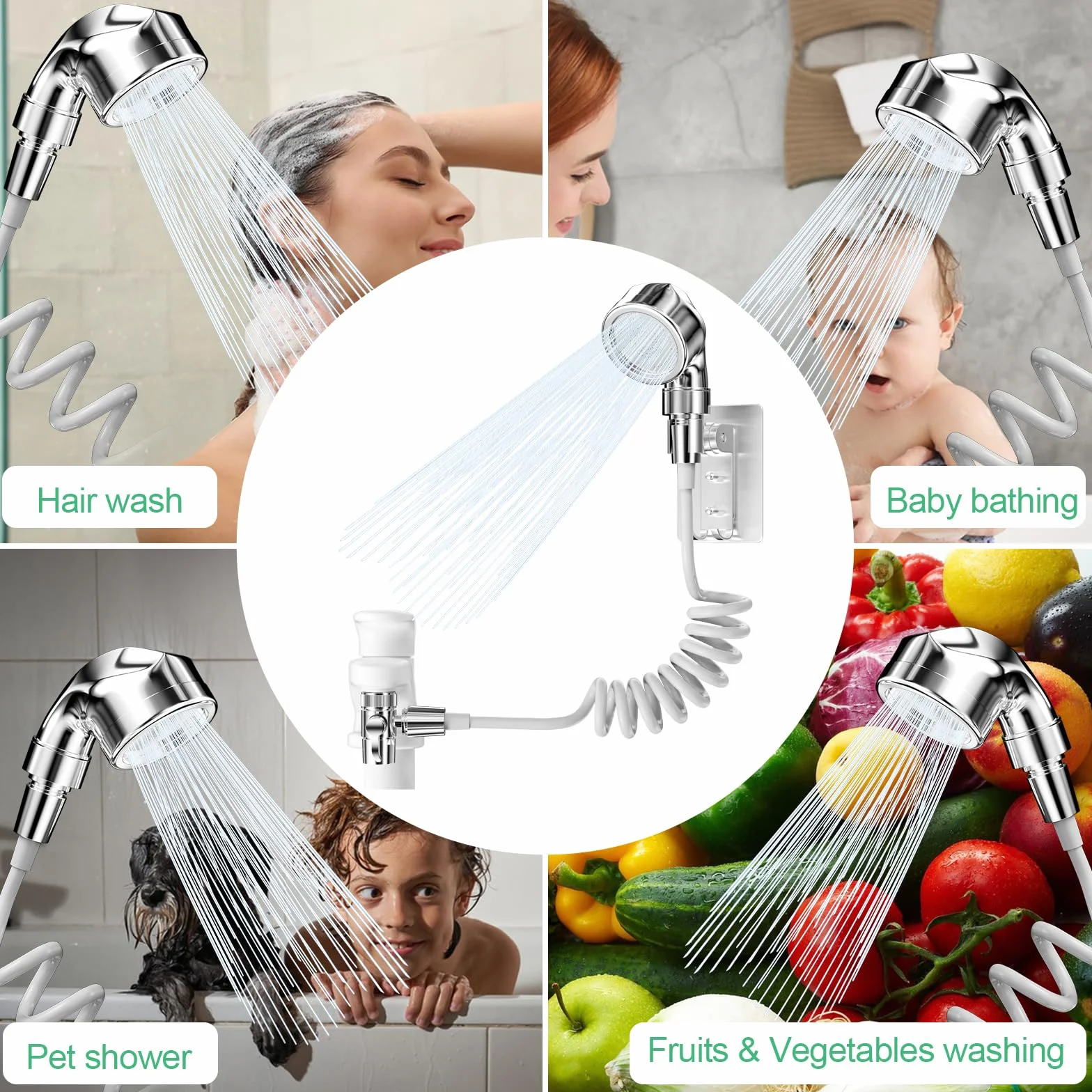 Doccetta per Lavandino Soffione Doccia con Tubo 2m Universale per Bagno Bidet Cucina