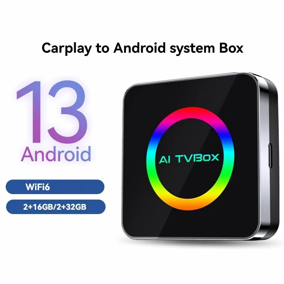 Android 13 TV Box con CarPlay e WiFi 6 - Wireless Android Auto 2G+32G AI Box