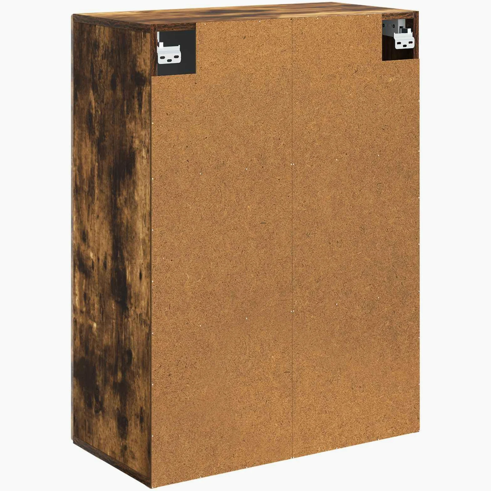 Armadio portaoggetti da parete in rovere affumicato, 66 x 34,5 x 90 cm, con 2 ante e 2 ripiani, chiudibile, per ufficio, garage, cantina