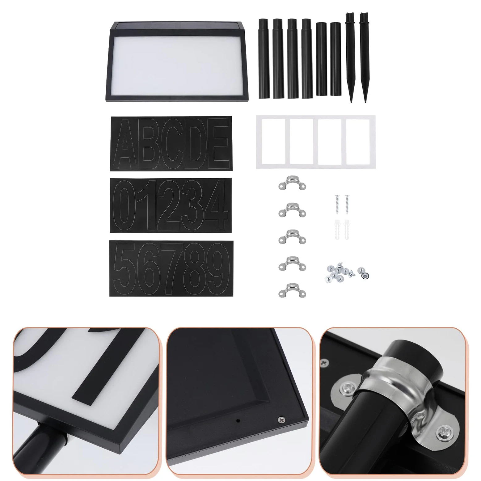 DOITOOL Lampada Solare da Terra per Numero Civico 10 Led, Alimentazione 1200mah, Materiale Abs e Pc, Illuminazione Automatica e Montaggio Facile per Hotel e Centri Commerciali
