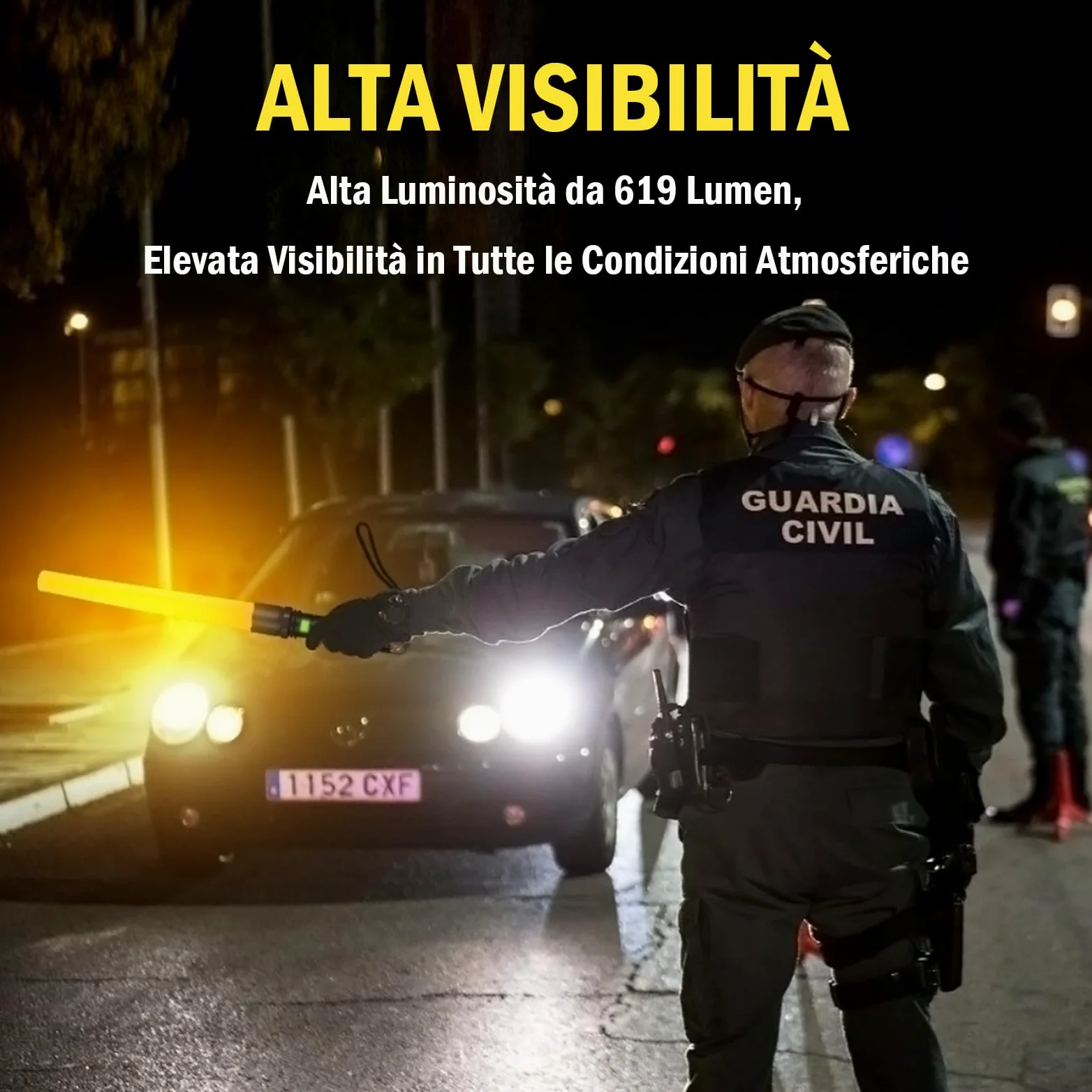 UltraFire Torcia a LED ricaricabile da 40,6 cm, 619 lumen, segnale di sicurezza, 3 modalità con modalità lampeggiante rossa, per controllo stradale, aeroporti, polizia, parcheggio, campeggio