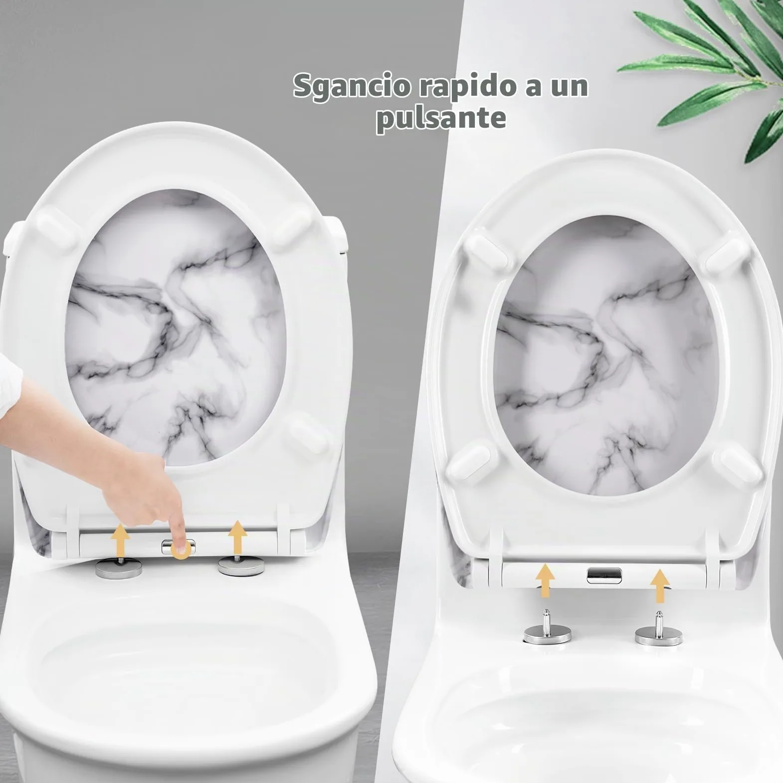 WOLTU Tavoletta WC Ammortizzata, Copriwater Ovale, Asse WC con Cerniere Regolabili con Paracolpi, in Duroplast