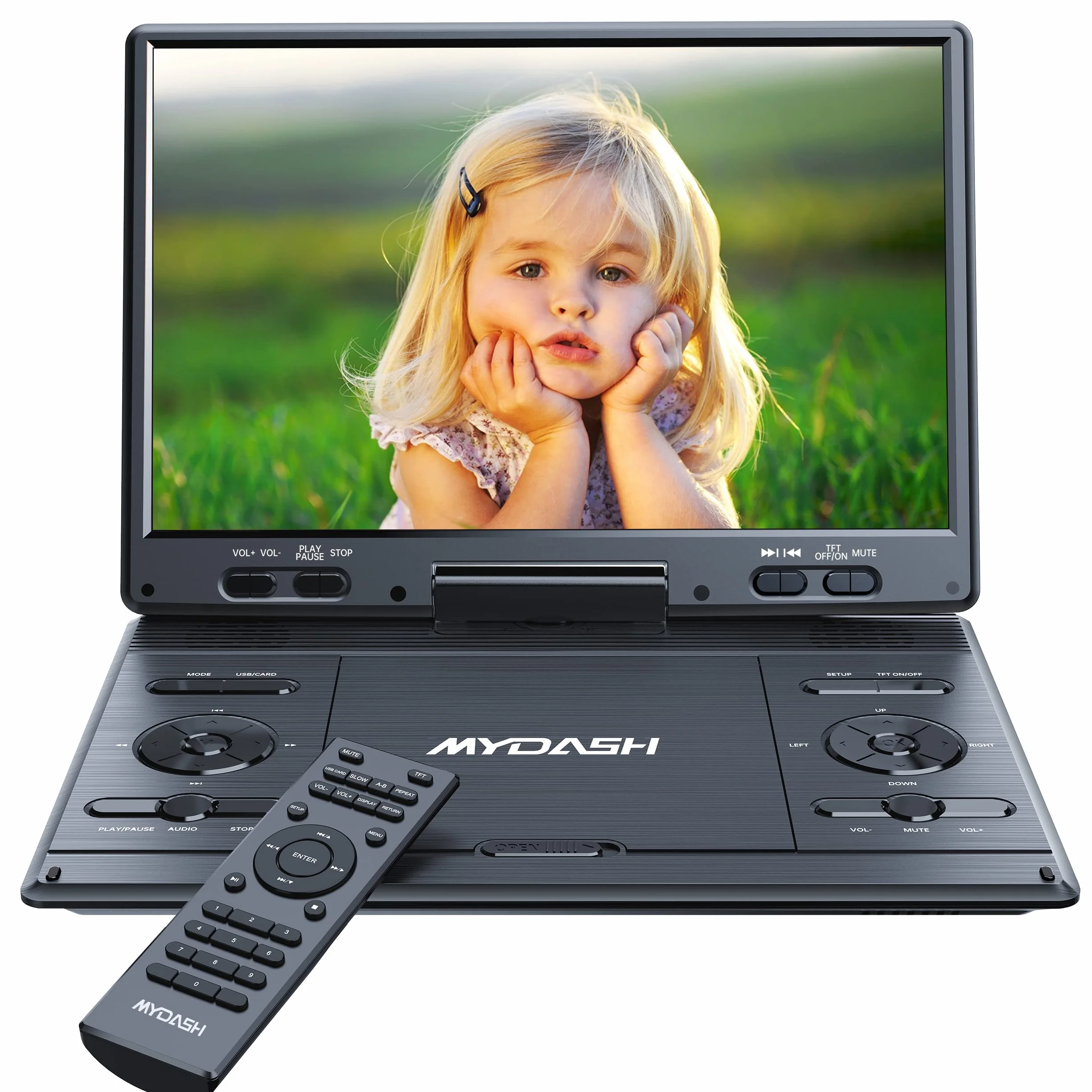 Lettore DVD Portatile da 14,9" per Auto con Schermo HD Orientabile da 12,5" - Supporto Poggiatesta, CD Player con Proiettore TV Sync, Porta USB/SD per Bambini