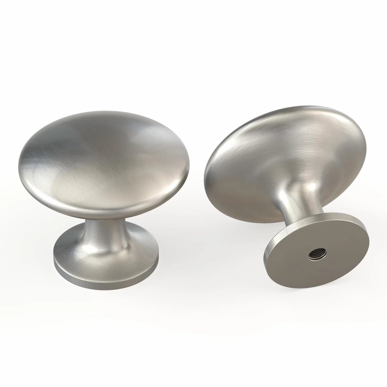 LONTAN 10 pomelli per mobili in acciaio inox spazzolato argento rotondi un foro