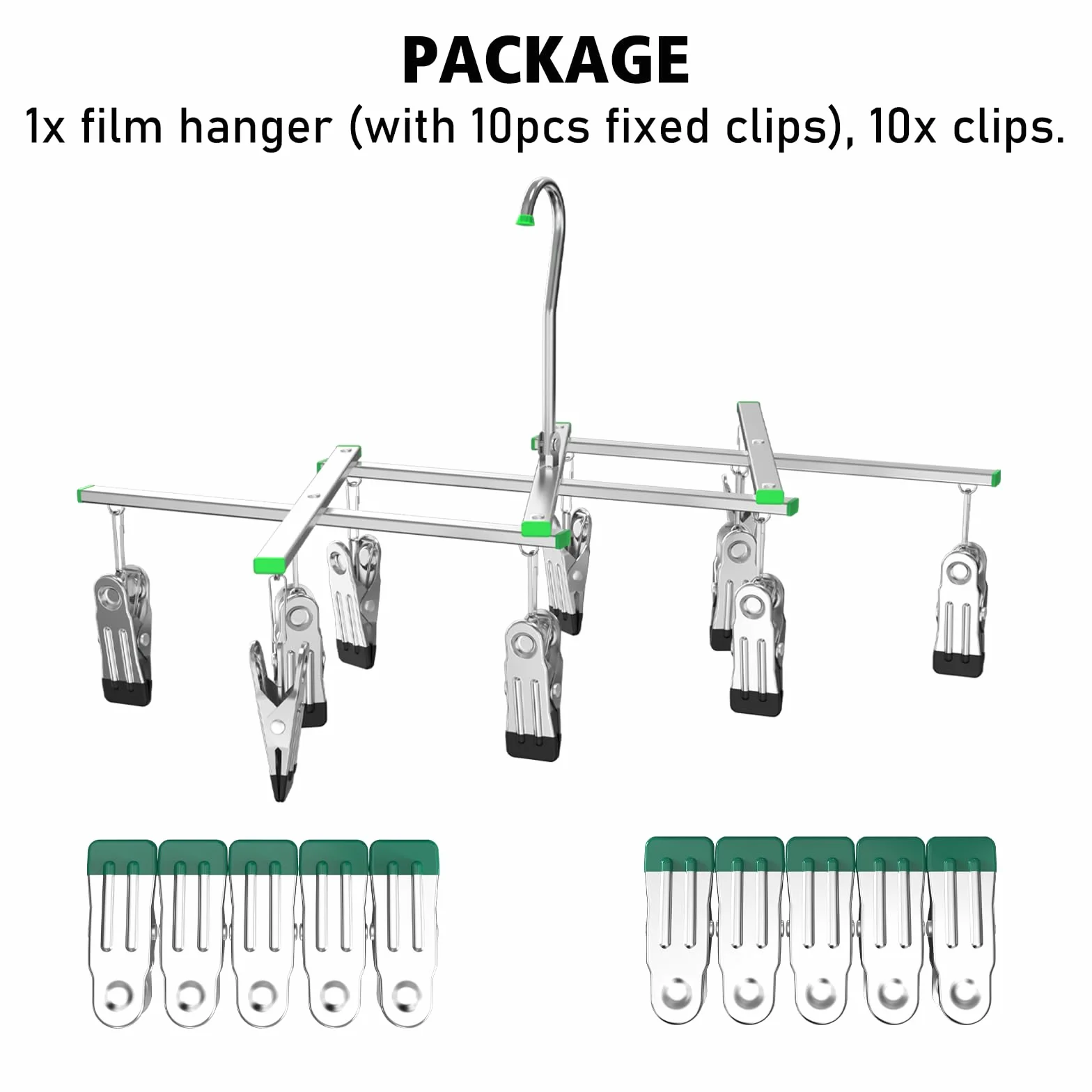 Darkroom Film Negative Drying Hanging Rack Frame Foldable Hanger Windproof 10 Clips for 35mm 120 4x5'' Film