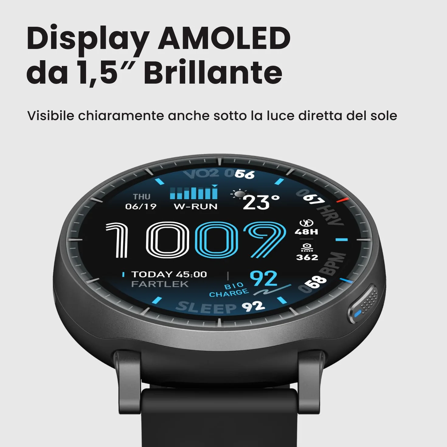 Amazfit Active Max 48mm Smartwatch 1,5'' AMOLED, 25 Giorni Autonomia, Mappe Offline, NFC, GPS, 4GB di Memoria, 170+ Sportive, 5 ATM, Monitoraggio Fitness, Sonno & Battito per Android/iPhone