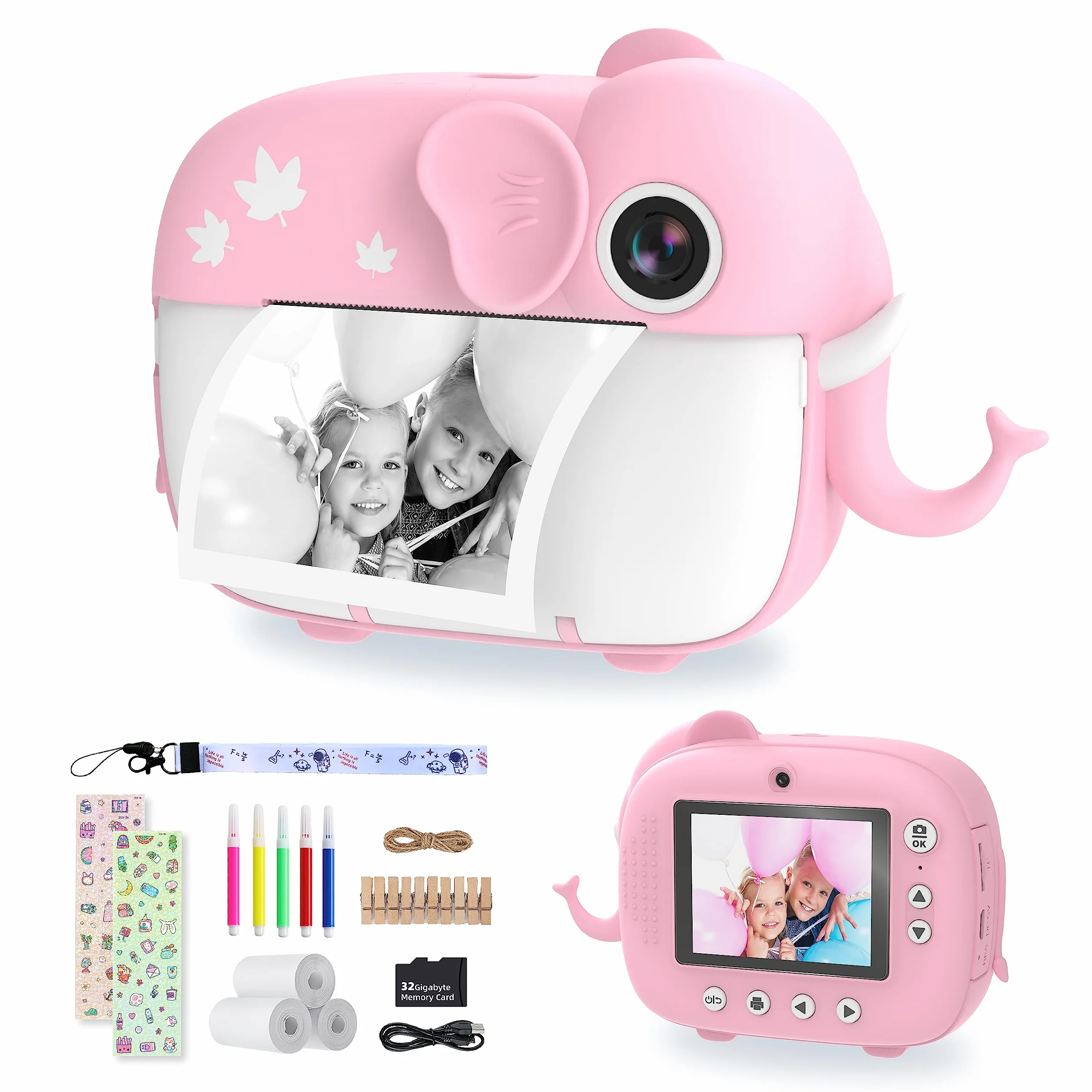 TIATUA Macchina Fotografica Bambini Istantanea, 20MP/1080P HD Videocamera, videocamera istantanea senza inchiostro con 32GB Scheda, Regalo per Bambini dai 3-12 Anni