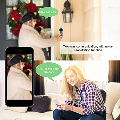 Videocitofono Wifi, telecamera campanello wireless, campanello video risoluzione 1280 x 720 con batteria ricaricabile 6800 mAh rilevamento movimento visione notturna controllo APP per Android IOS