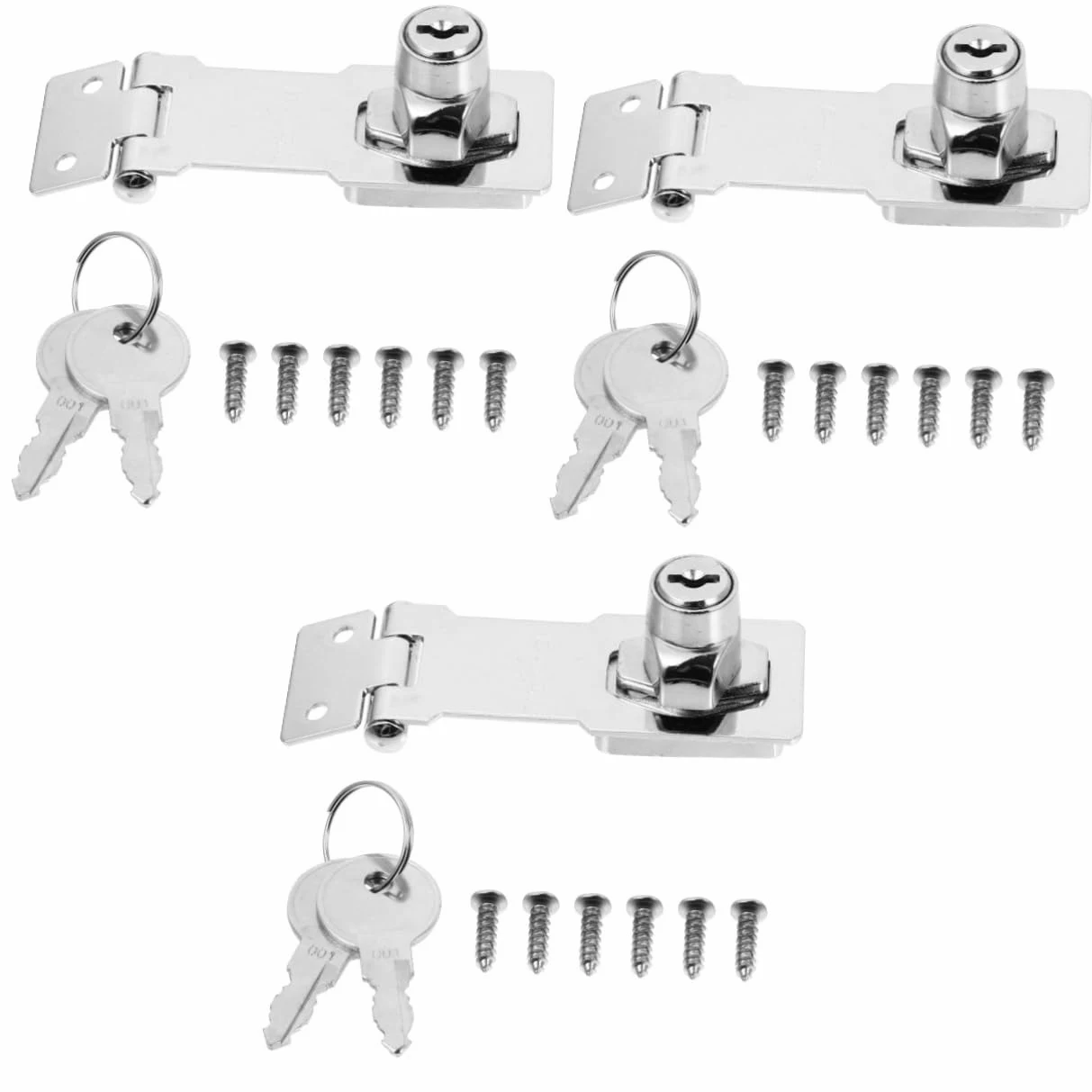 Uonlytech 3sets Serratura Scorrimento Di Chiusura Sicura Per Porte e Armadietti Design Leggero e Facile Installazione Con Due Chiavi Resistente Alla Corrosione