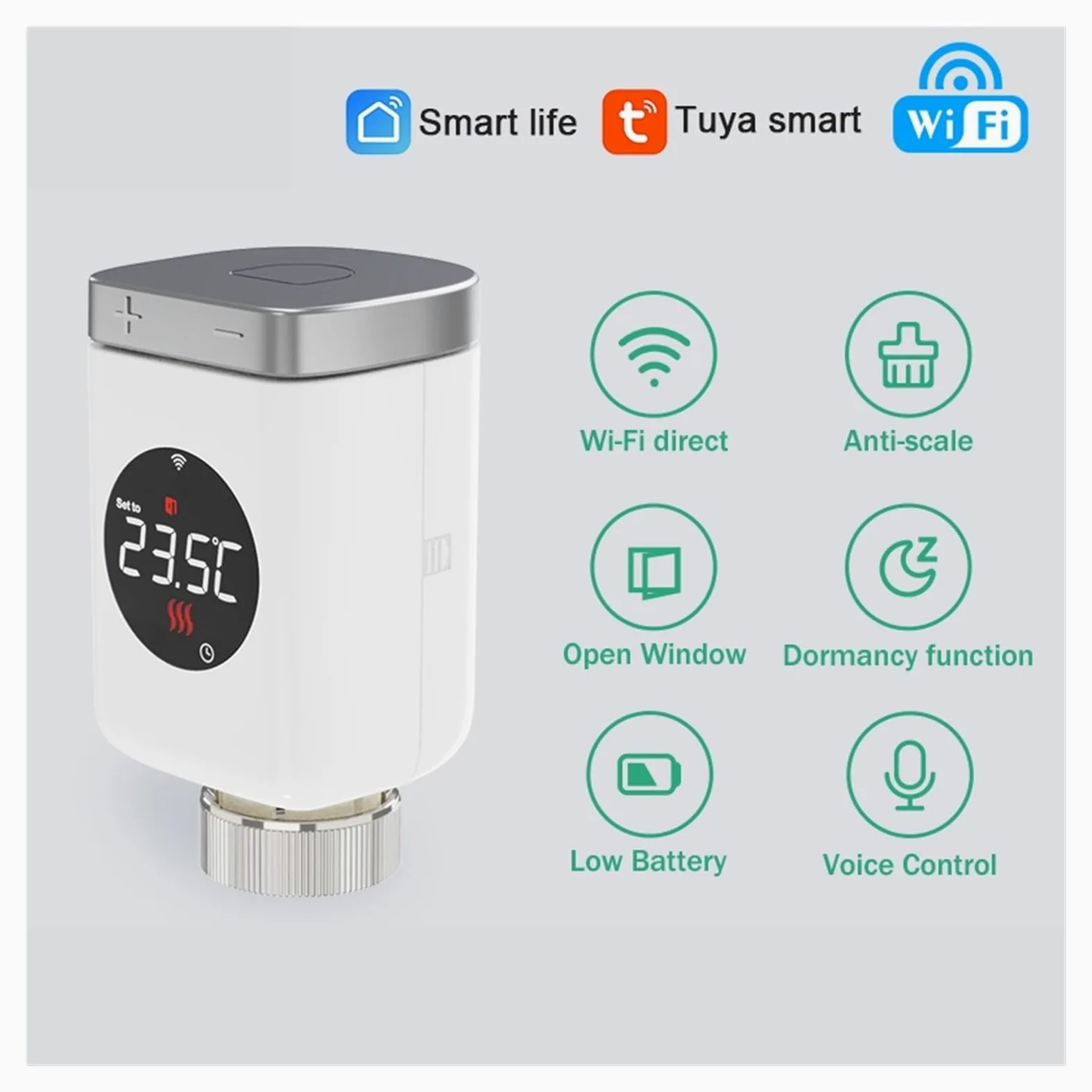 Attuatore For Valvola Termostatica Wi-Fi Intelligente, Regolatore Di Temperatura Del Riscaldamento, Smart Life(TRV801W 4PCS)