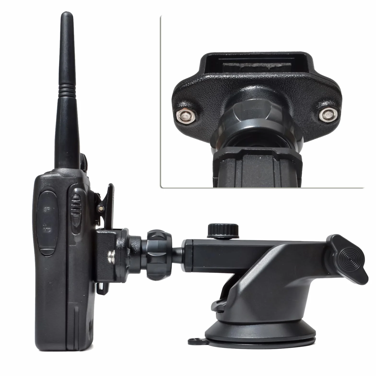 HYS Supporto per walkie talkie per auto, supporto radio a 2 vie, per cruscotto, parabrezza, finestra, radio a 2 vie, Compatibile con Baofeng Kenwood, Motorola Talkabout radio